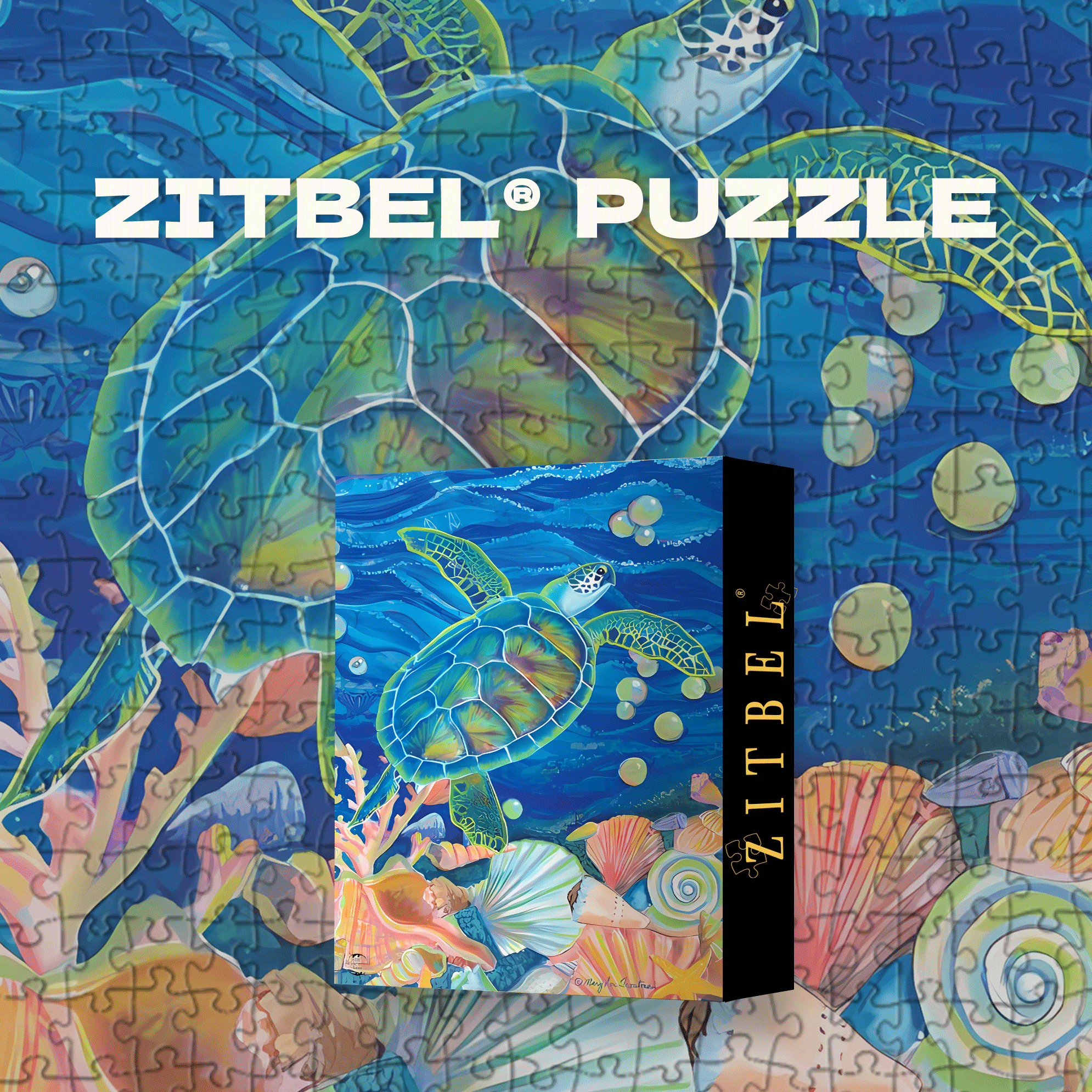Colorful Turtle Gliding Through the Coral Sea 500pcs/1000pcs Jigsaw Puzzle, Scratch-Resistant, Interactive Family Game & Brain-Boosting DIY Decor, Perfect for Halloween, Christmas & New Year Gifts, Family Puzzle Game