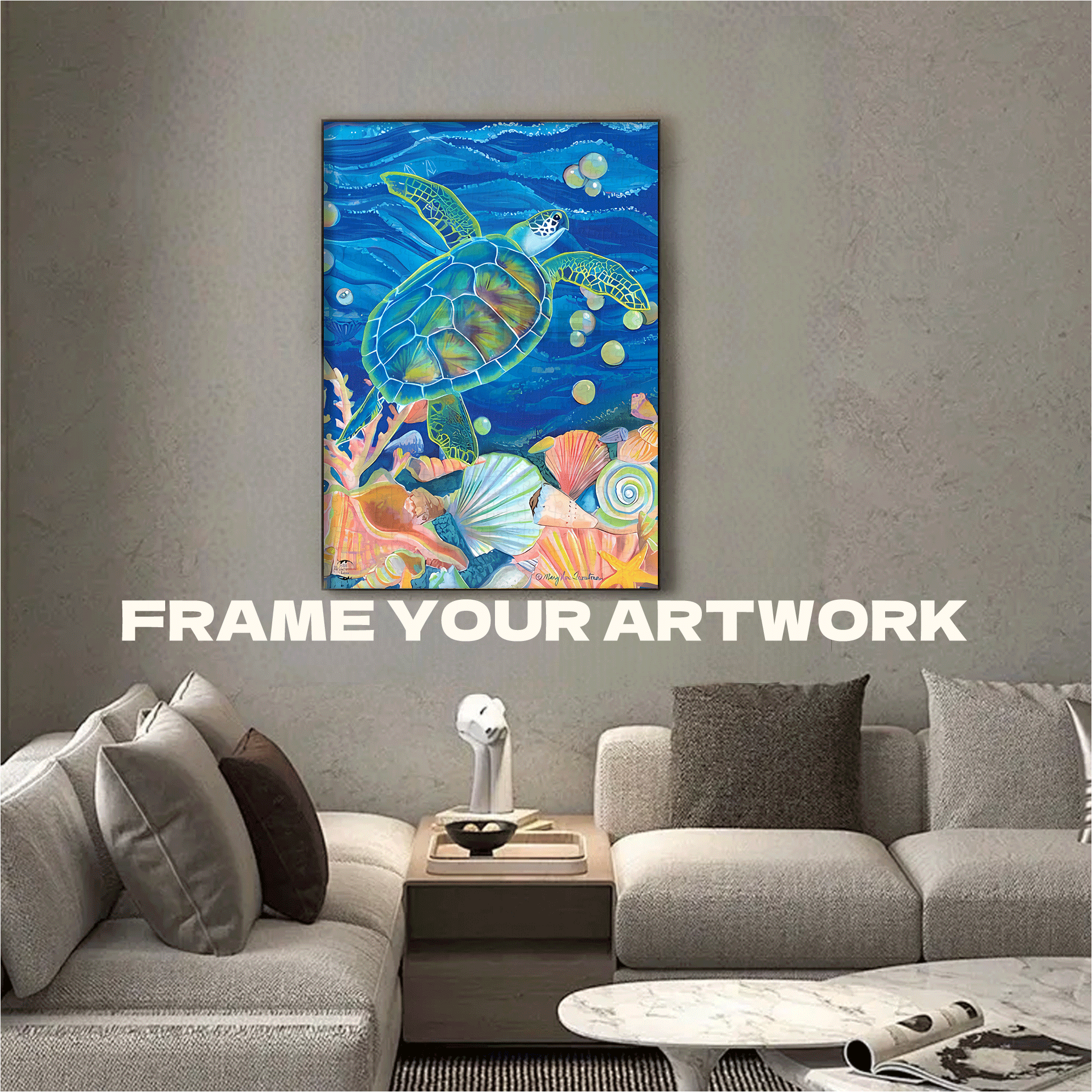 Colorful Turtle Gliding Through the Coral Sea 500pcs/1000pcs Jigsaw Puzzle, Scratch-Resistant, Interactive Family Game & Brain-Boosting DIY Decor, Perfect for Halloween, Christmas & New Year Gifts, Family Puzzle Game