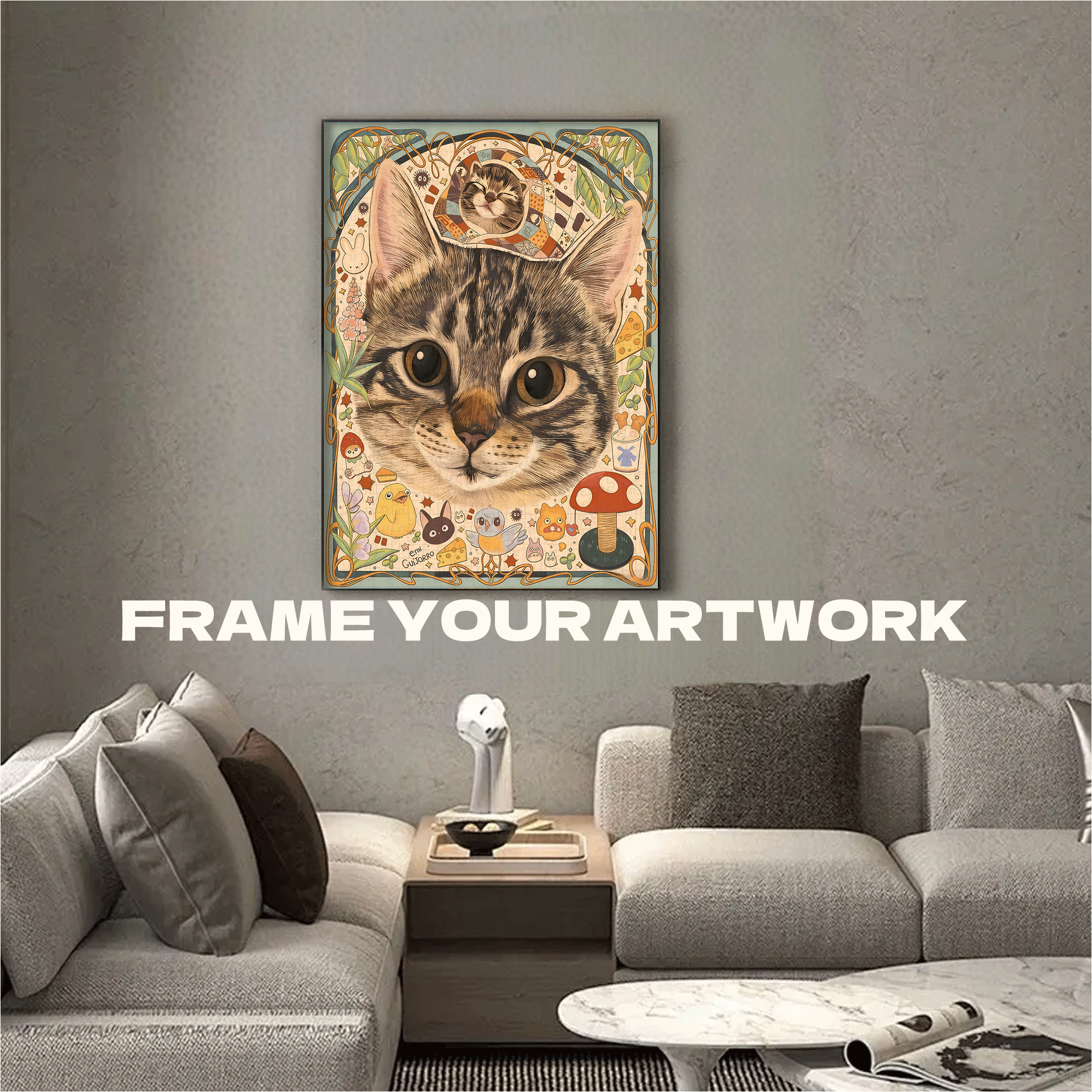 Cute Tabby 500pcs/1000pcs Jigsaw Puzzle, Scratch-Resistant, Interactive Family Game & Brain-Boosting DIY Decor, Perfect for Halloween, Christmas & New Year Gifts, Family Puzzle Game