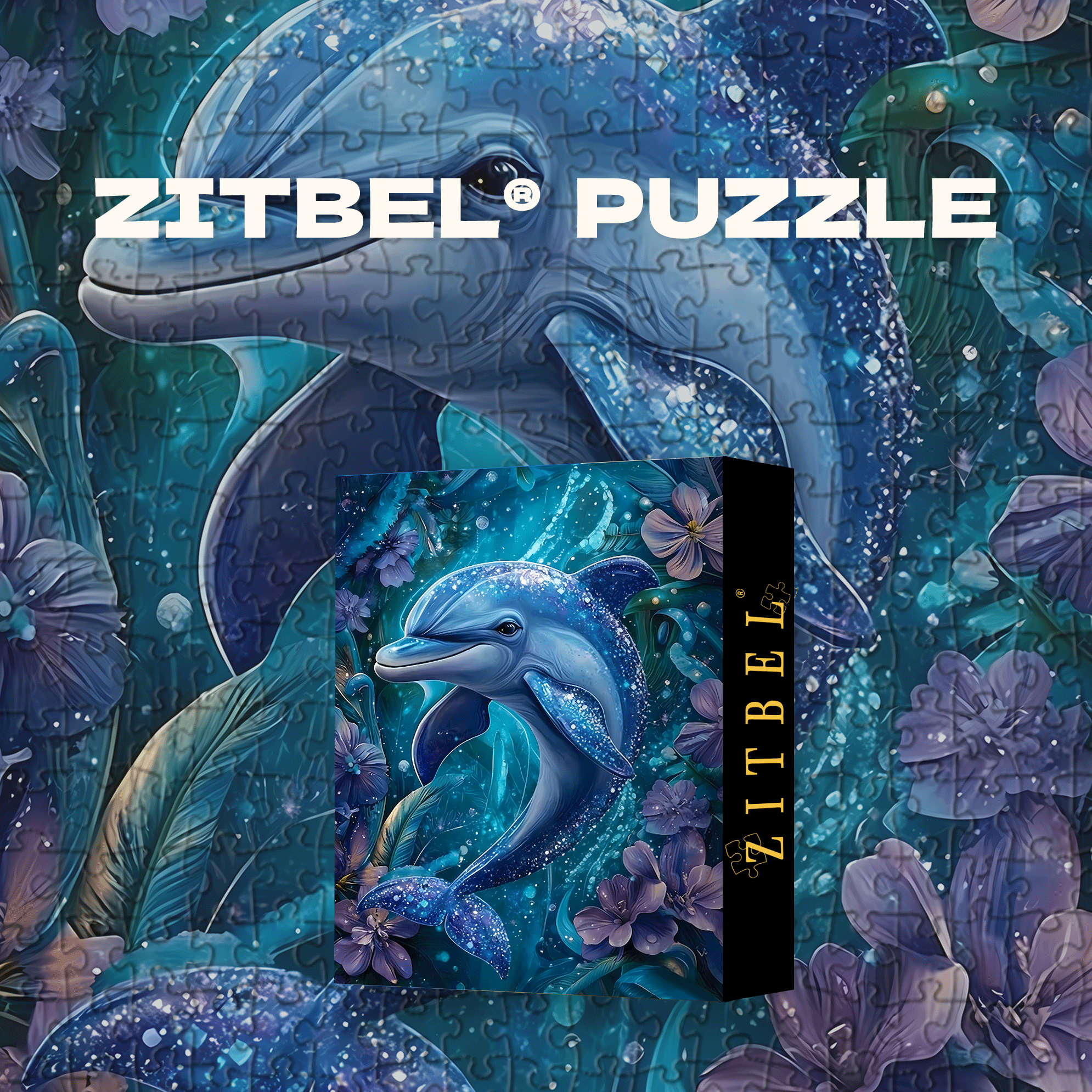 Deep Sea Illusion Stardust Dolphin 500pcs/1000pcs Jigsaw Puzzle, Scratch-Resistant, Interactive Family Game & Brain-Boosting DIY Decor, Perfect for Halloween, Christmas & New Year Gifts, Family Puzzle Game