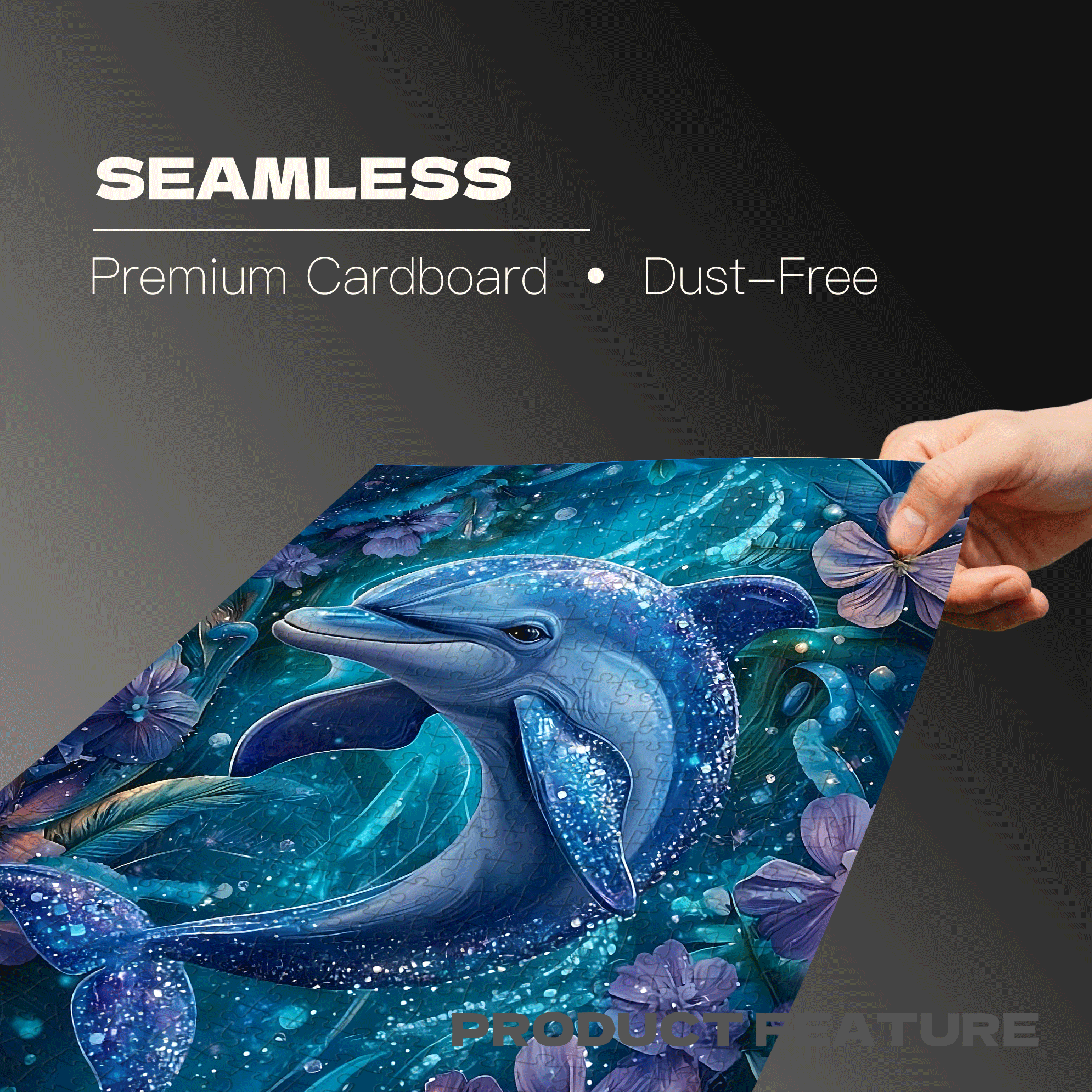 Deep Sea Illusion Stardust Dolphin 500pcs/1000pcs Jigsaw Puzzle, Scratch-Resistant, Interactive Family Game & Brain-Boosting DIY Decor, Perfect for Halloween, Christmas & New Year Gifts, Family Puzzle Game