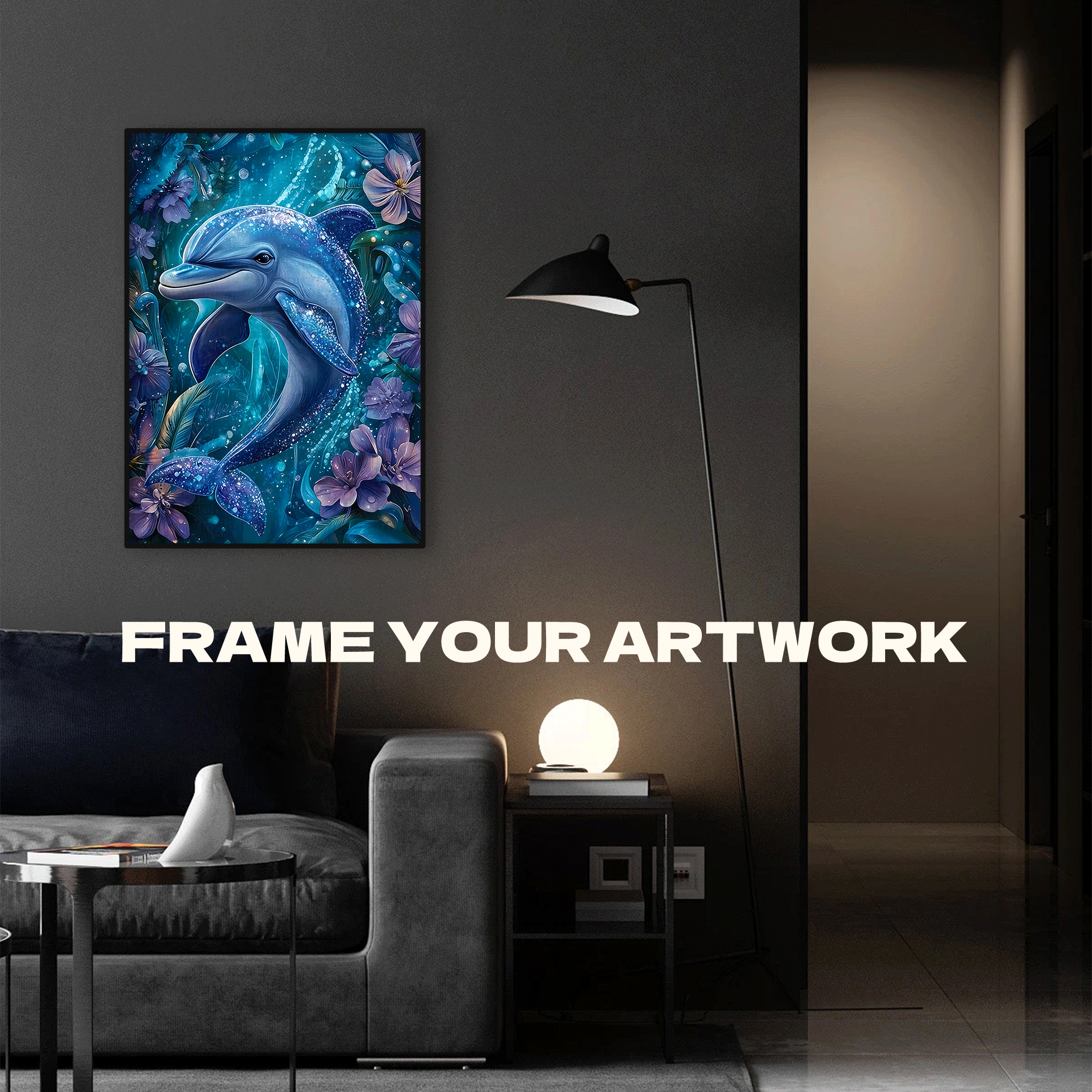 Deep Sea Illusion Stardust Dolphin 500pcs/1000pcs Jigsaw Puzzle, Scratch-Resistant, Interactive Family Game & Brain-Boosting DIY Decor, Perfect for Halloween, Christmas & New Year Gifts, Family Puzzle Game