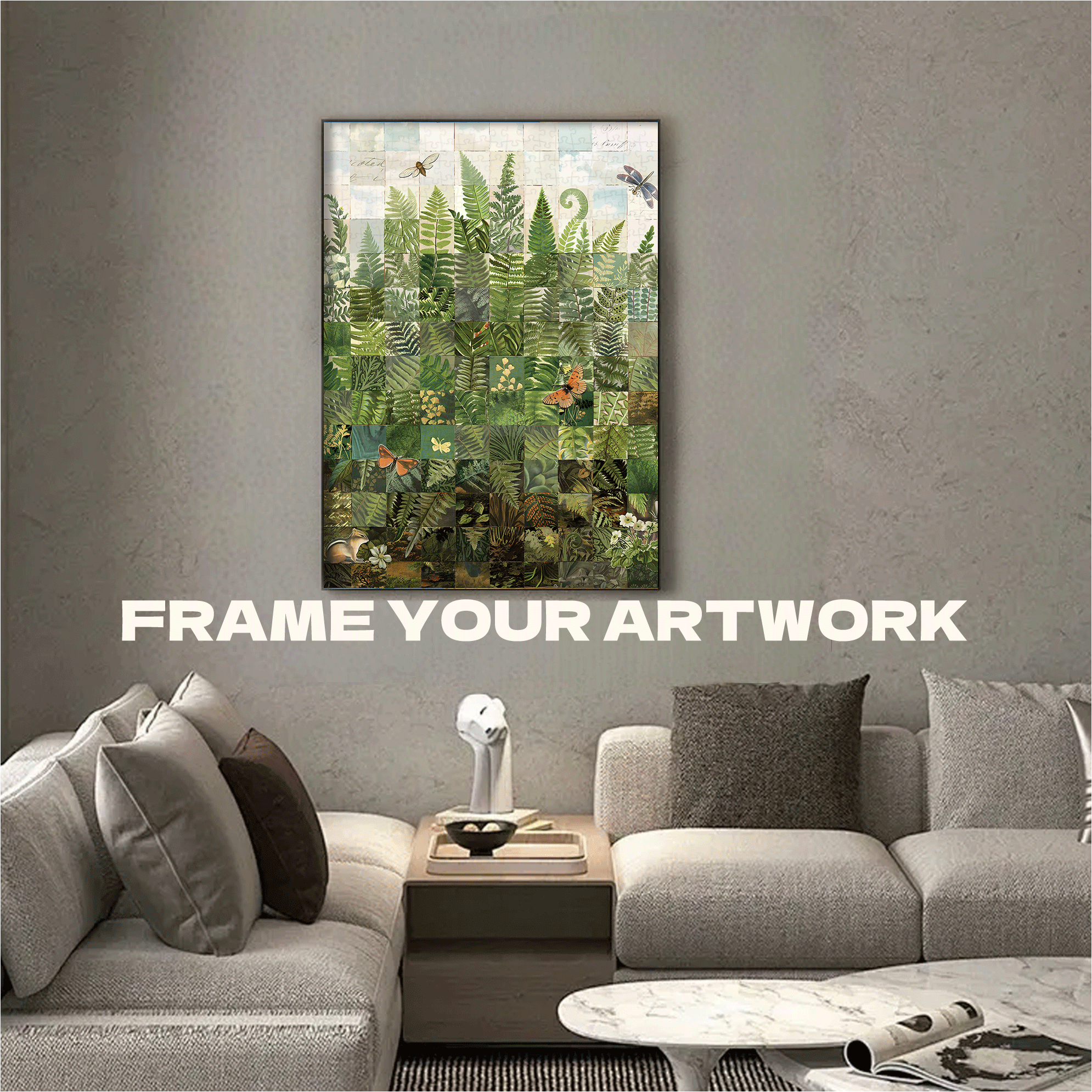 Fern Collage 500pcs/1000pcs Jigsaw Puzzle, Scratch-Resistant, Interactive Family Game & Brain-Boosting DIY Decor, Perfect for Halloween, Christmas & New Year Gifts, Family Puzzle Game