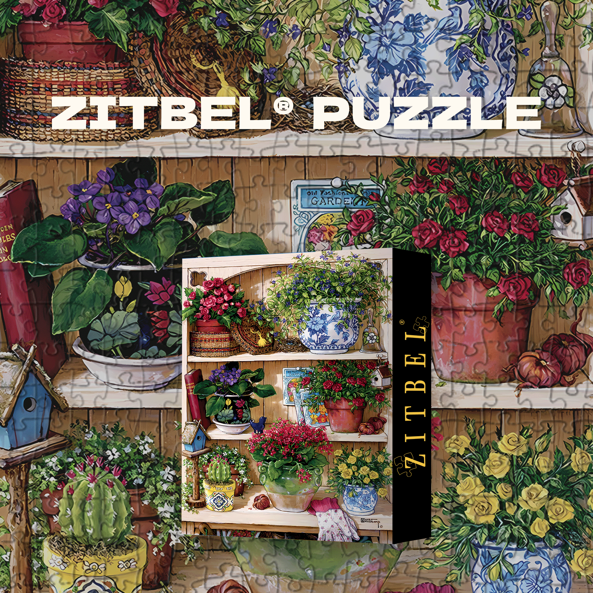 Flower Cupboard 500pcs/1000pcs Jigsaw Puzzle, Scratch-Resistant, Interactive Family Game & Brain-Boosting DIY Decor, Perfect for Halloween, Christmas & New Year Gifts, Family Puzzle Game