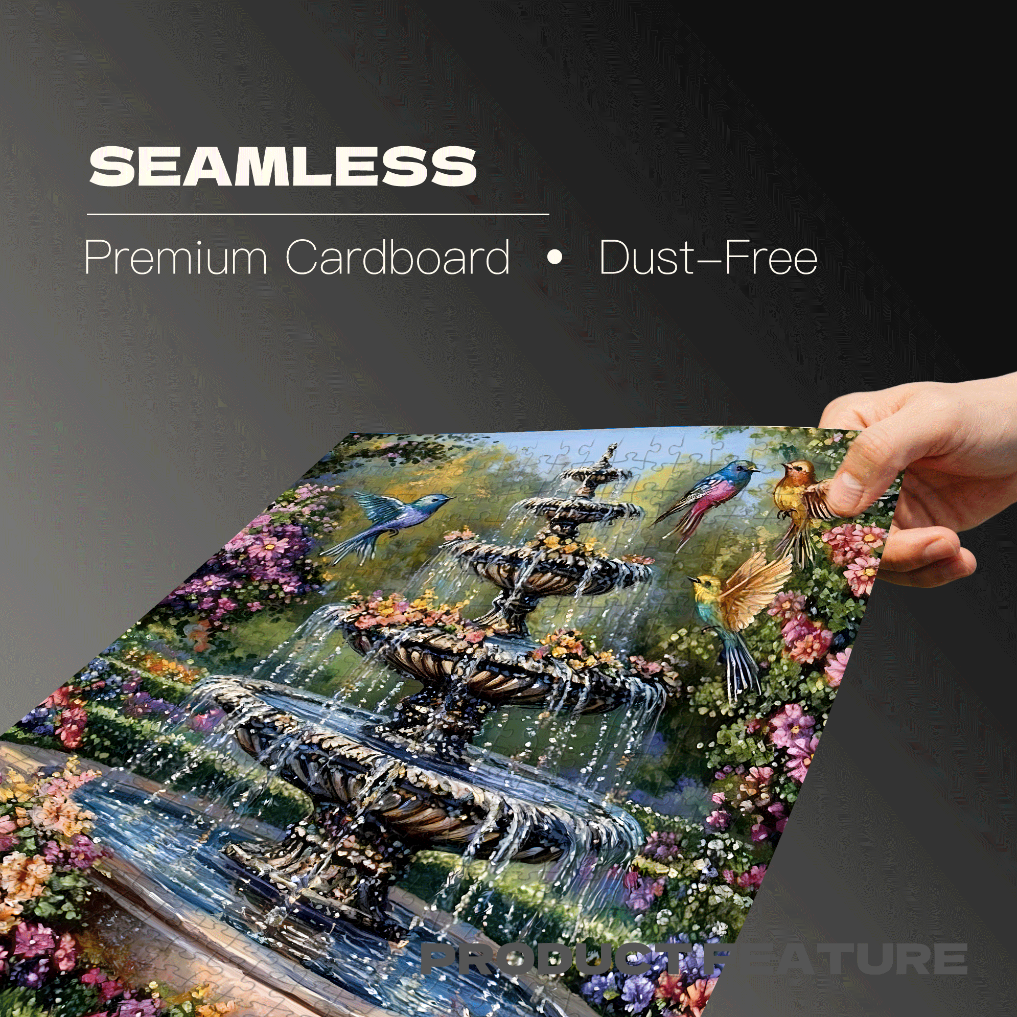 Fountain in a Blossoming Wonderland 500pcs/1000pcs Jigsaw Puzzle, Scratch-Resistant, Interactive Family Game & Brain-Boosting DIY Decor, Perfect for Halloween, Christmas & New Year Gifts, Family Puzzle Game