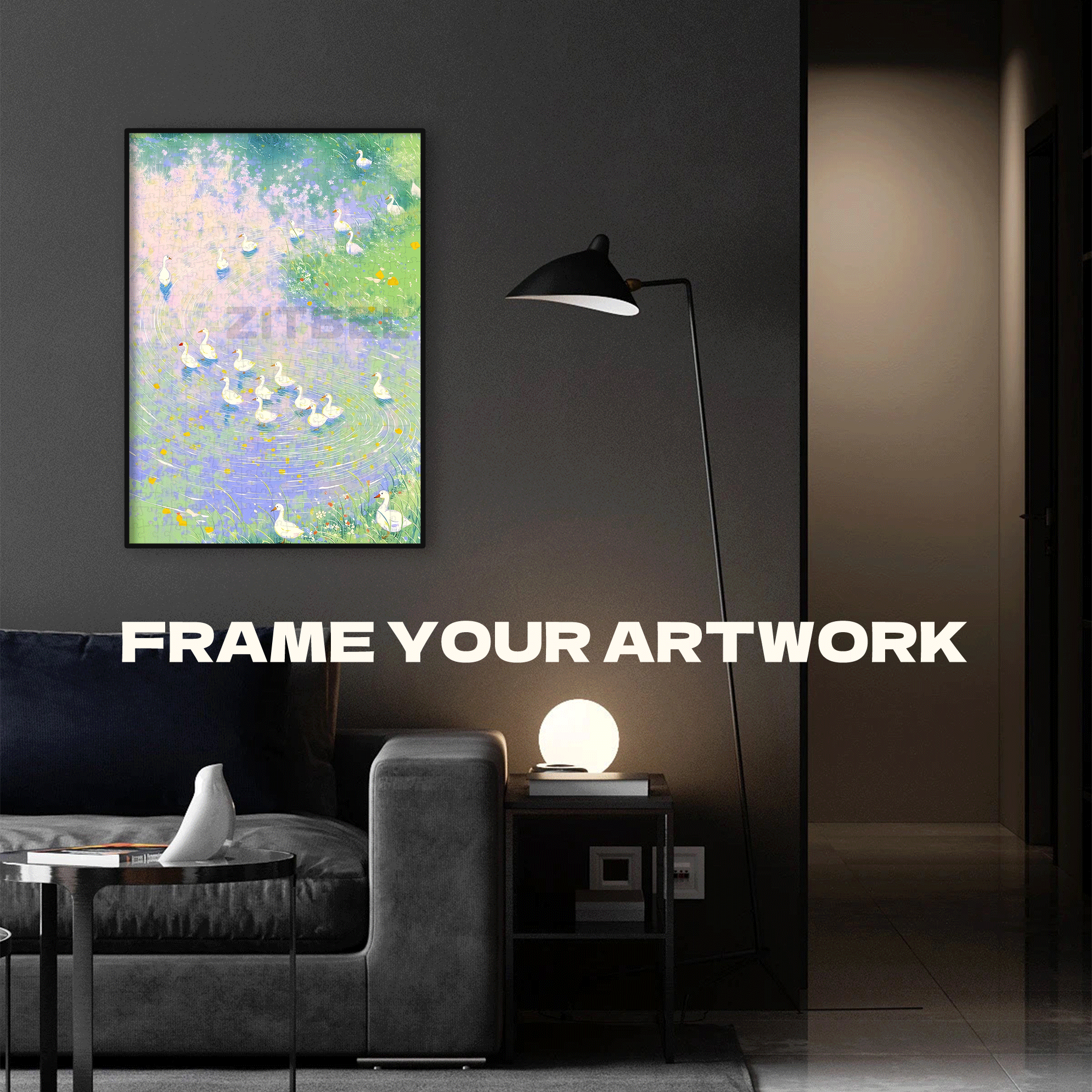 Geese on the Spring Stream 500pcs/1000pcs Jigsaw Puzzle, Scratch-Resistant, Interactive Family Game & Brain-Boosting DIY Decor, Perfect for Halloween, Christmas & New Year Gifts, Family Puzzle Game