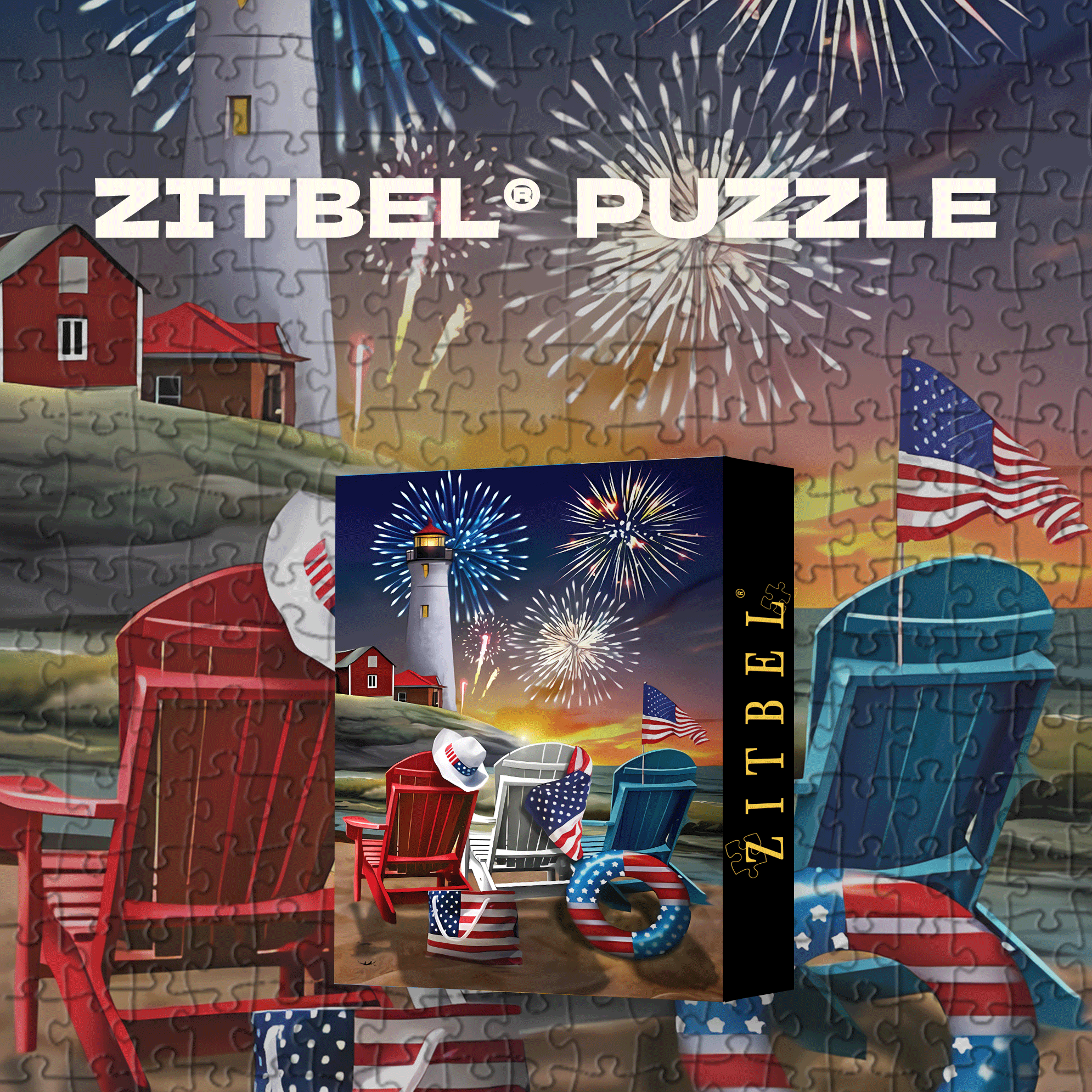 Independence Night at the Lighthouse 500pcs/1000pcs Jigsaw Puzzle, Scratch-Resistant, Interactive Family Game & Brain-Boosting DIY Decor, Perfect for Halloween, Christmas & New Year Gifts, Family Puzzle Game