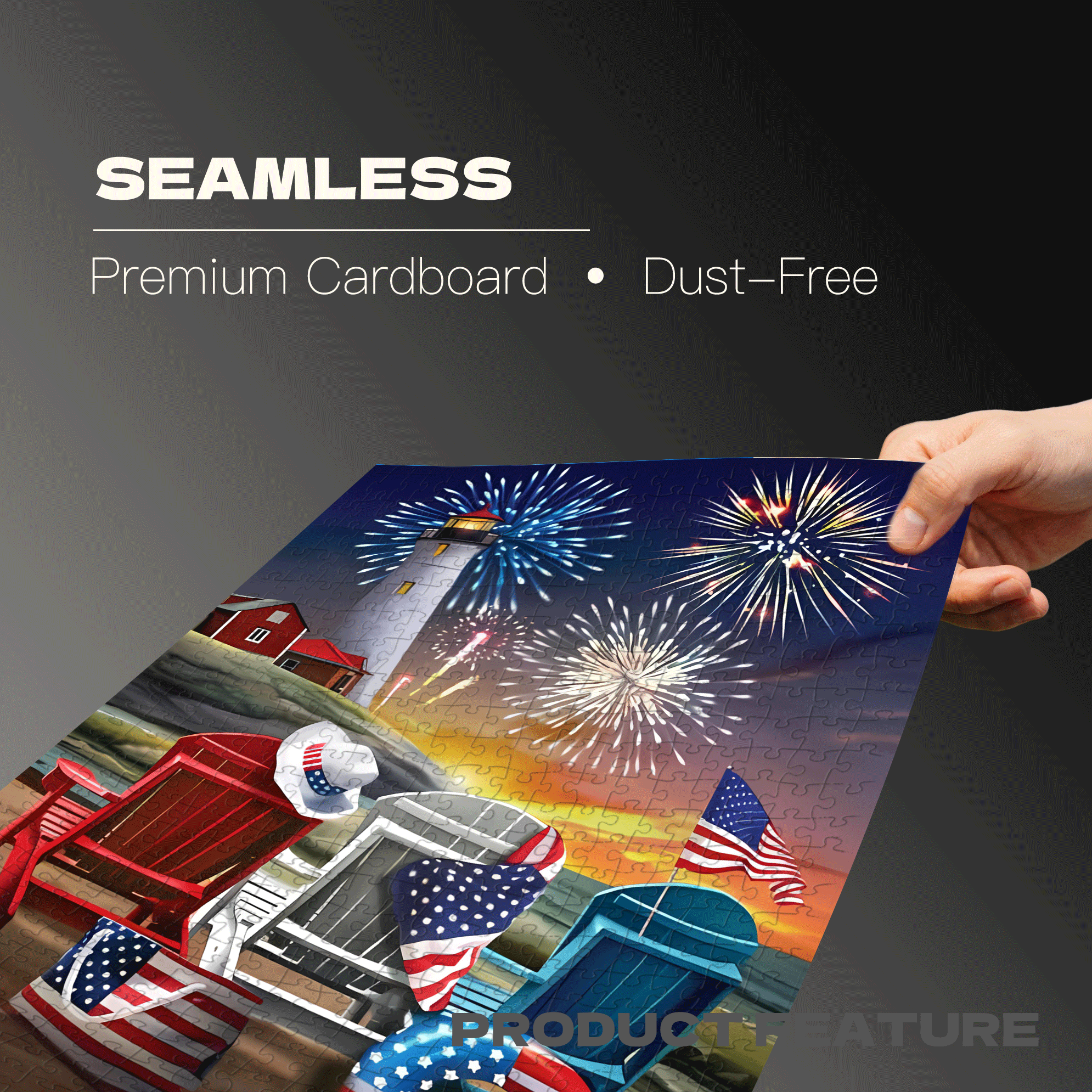 Independence Night at the Lighthouse 500pcs/1000pcs Jigsaw Puzzle, Scratch-Resistant, Interactive Family Game & Brain-Boosting DIY Decor, Perfect for Halloween, Christmas & New Year Gifts, Family Puzzle Game