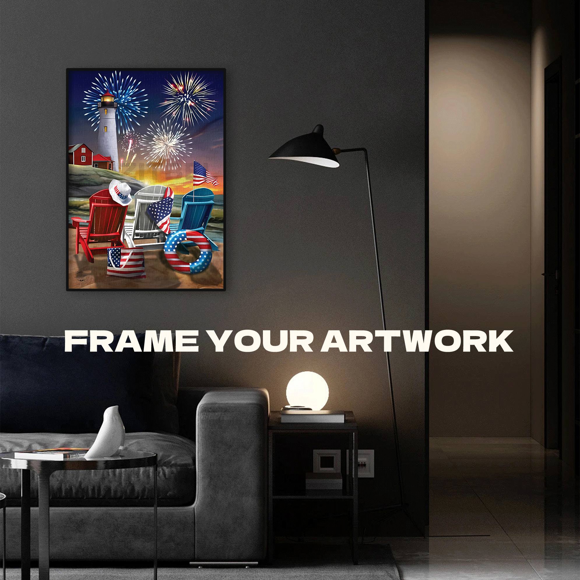 Independence Night at the Lighthouse 500pcs/1000pcs Jigsaw Puzzle, Scratch-Resistant, Interactive Family Game & Brain-Boosting DIY Decor, Perfect for Halloween, Christmas & New Year Gifts, Family Puzzle Game