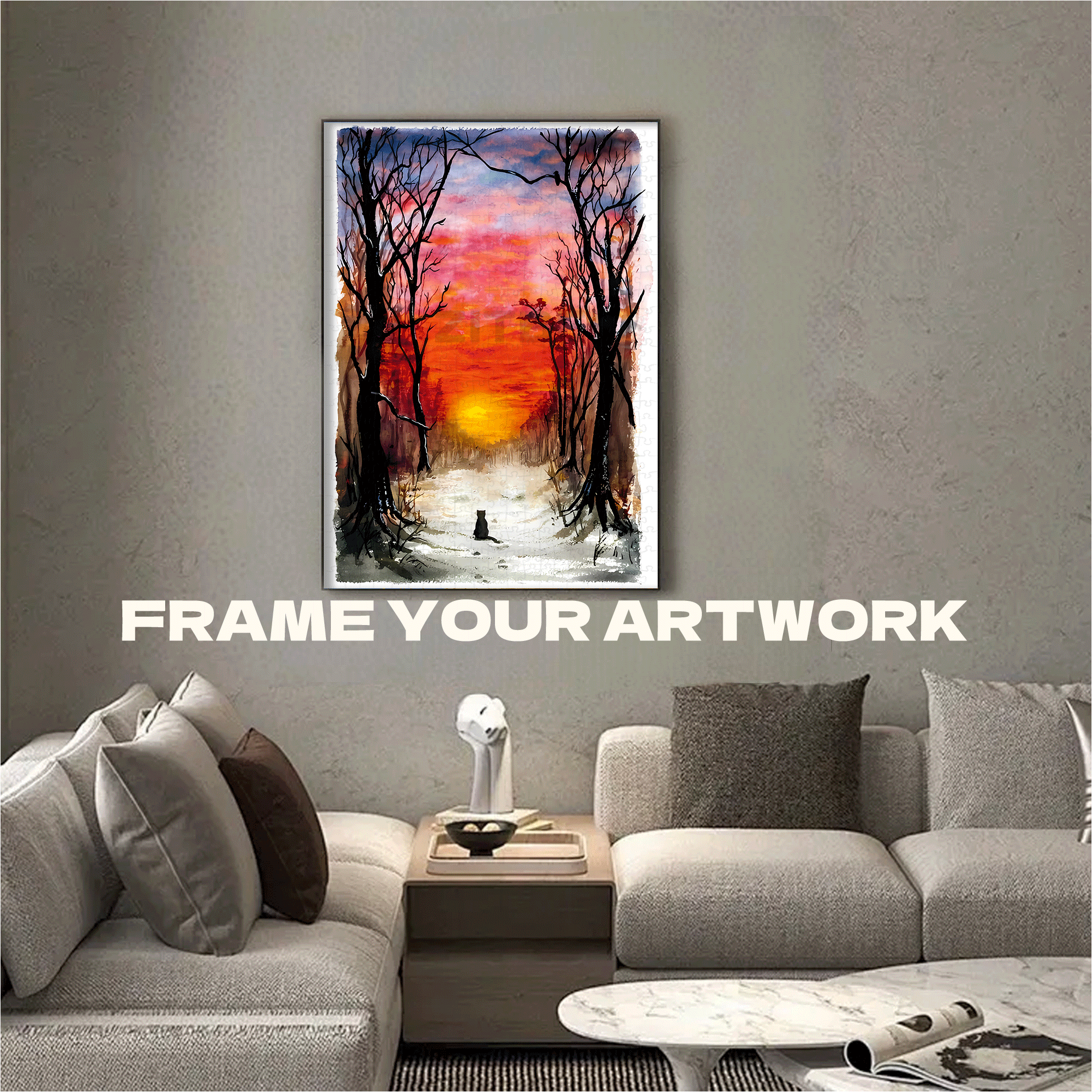 Lonely Figure In The Forest 500pcs/1000pcs Jigsaw Puzzle, Scratch-Resistant, Interactive Family Game & Brain-Boosting DIY Decor, Perfect for Halloween, Christmas & New Year Gifts, Family Puzzle Game