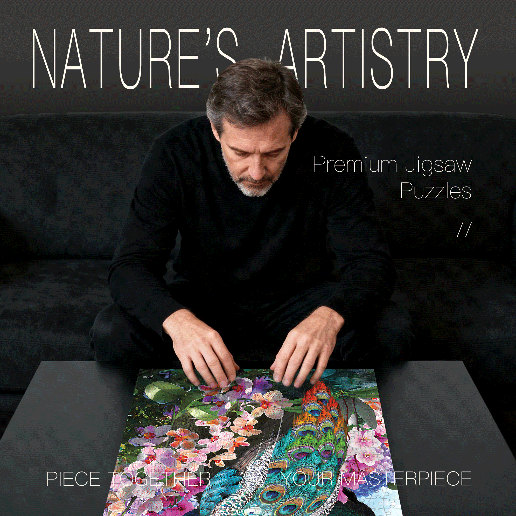 Pretty Peacock 500pcs/1000pcs Jigsaw Puzzle, Scratch-Resistant, Interactive Family Game & Brain-Boosting DIY Decor, Perfect for Halloween, Christmas & New Year Gifts, Family Puzzle Game