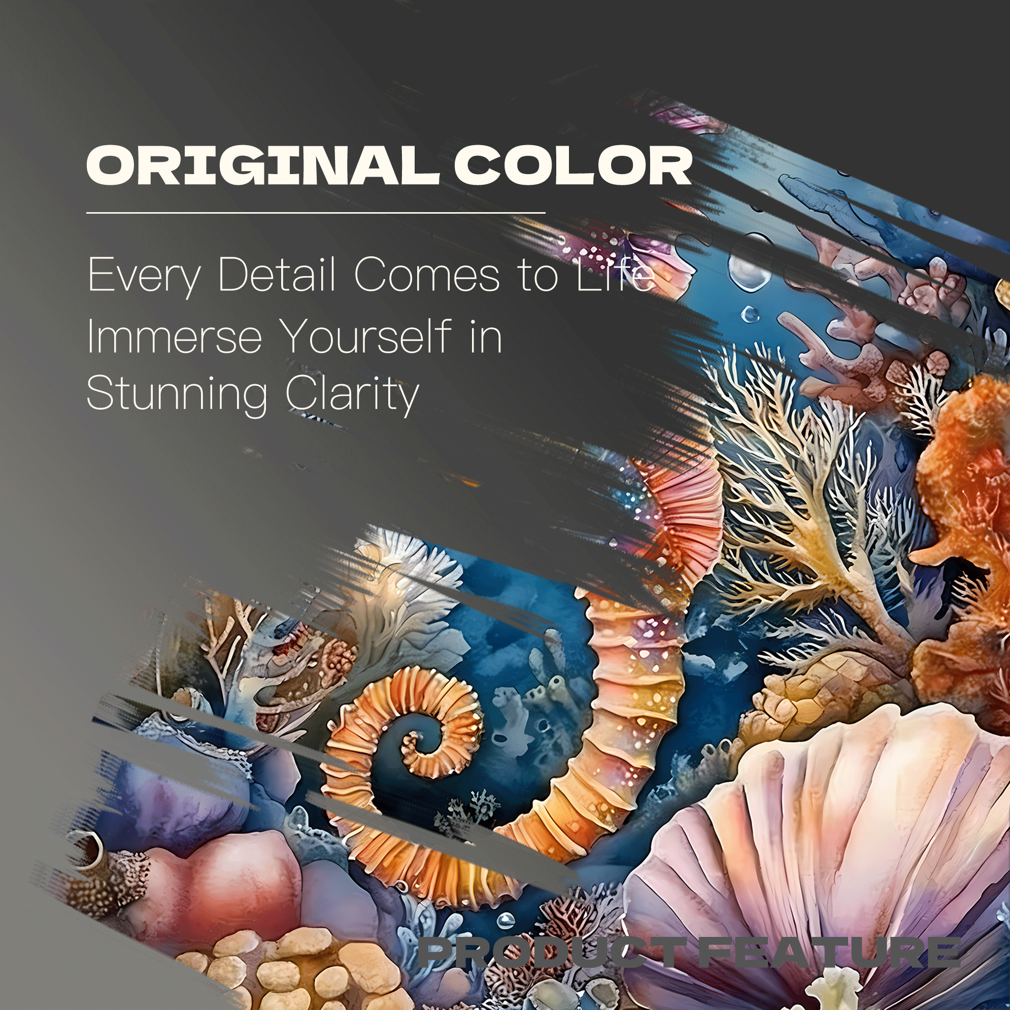 Rainbow Seahorse in the Coral Secret Realm 500pcs/1000pcs Jigsaw Puzzle, Scratch-Resistant, Interactive Family Game & Brain-Boosting DIY Decor, Perfect for Halloween, Christmas & New Year Gifts, Family Puzzle Game