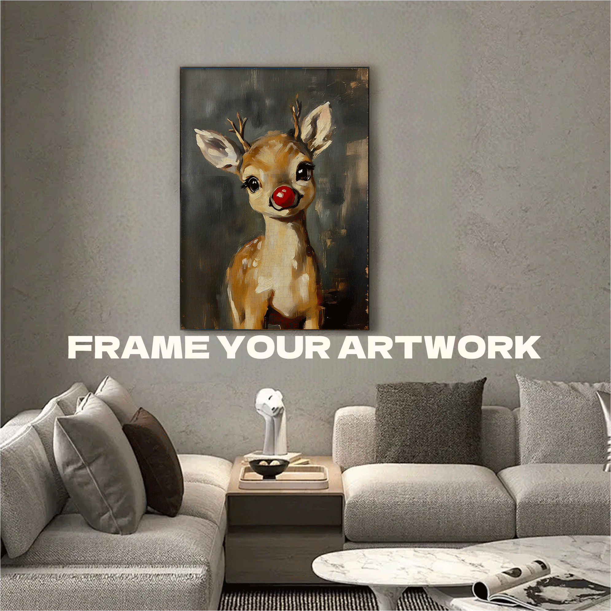 Red Nose Baby Reindeer 500pcs/1000pcs Jigsaw Puzzle, Scratch-Resistant, Interactive Family Game & Brain-Boosting DIY Decor, Perfect for Halloween, Christmas & New Year Gifts, Family Puzzle Game