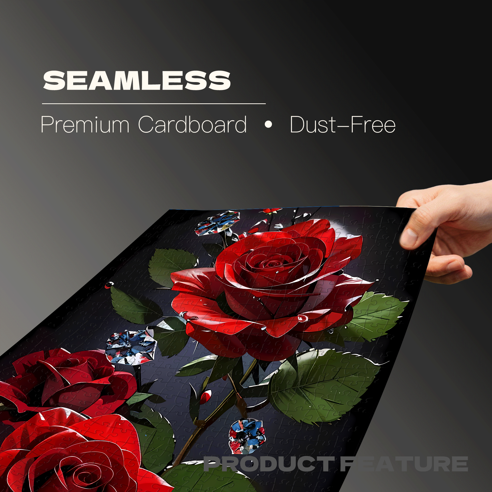 Red Roses and Crystals 500pcs/1000pcs Jigsaw Puzzle, Scratch-Resistant, Interactive Family Game & Brain-Boosting DIY Decor, Perfect for Halloween, Christmas & New Year Gifts, Family Puzzle Game
