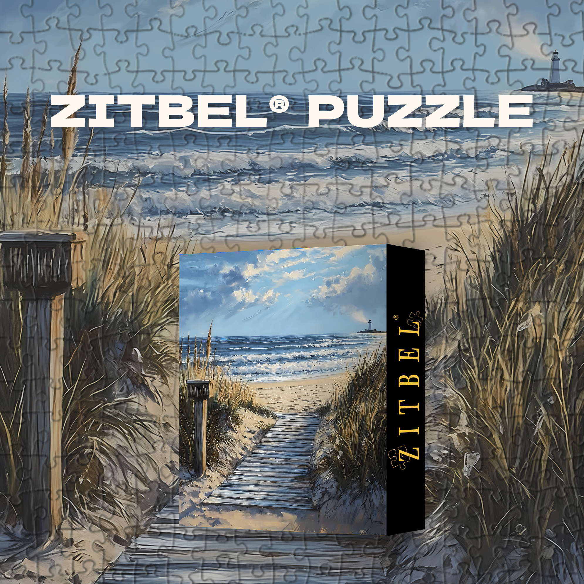 The Sandy Path to the Lighthouse 500pcs/1000pcs Jigsaw Puzzle, Scratch-Resistant, Interactive Family Game & Brain-Boosting DIY Decor, Perfect for Halloween, Christmas & New Year Gifts, Family Puzzle Game