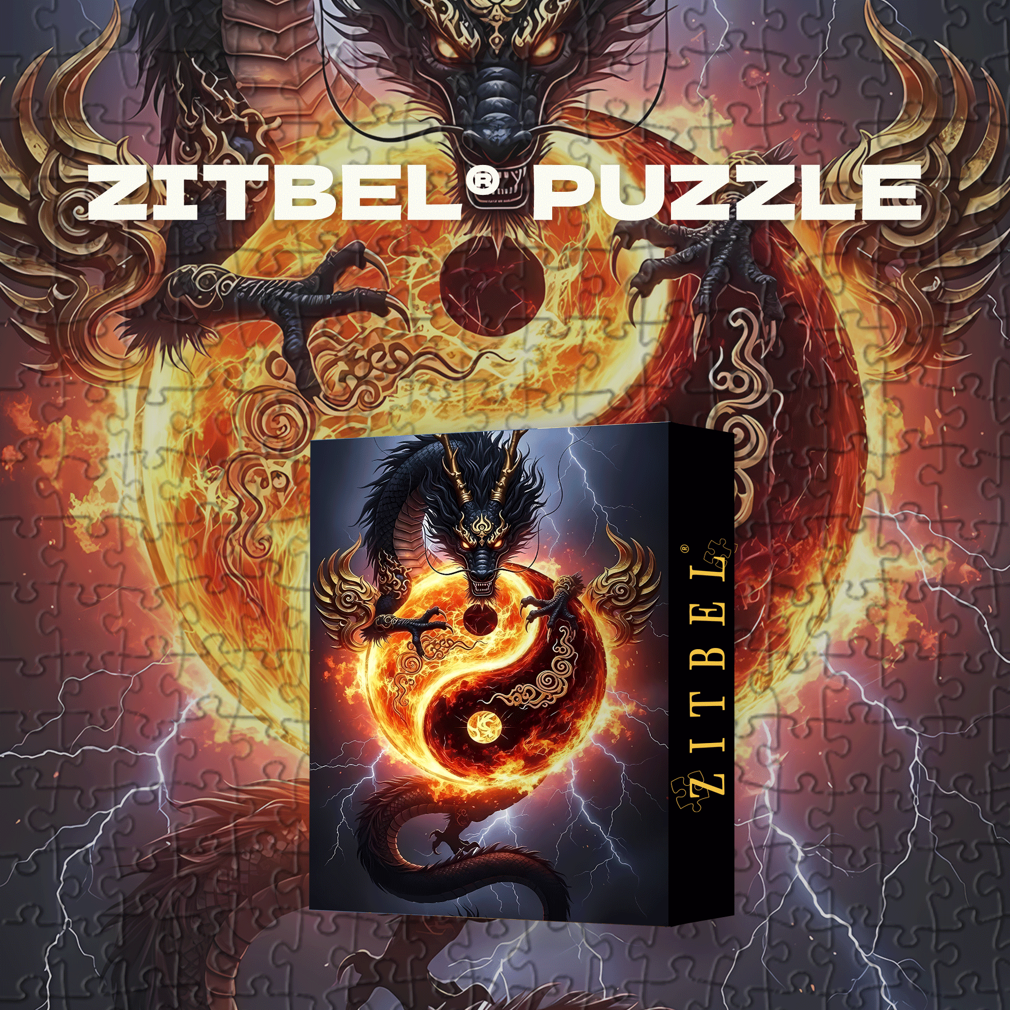 Thunder And Fire Interweave 500pcs/1000pcs Jigsaw Puzzle, Scratch-Resistant, Interactive Family Game & Brain-Boosting DIY Decor, Perfect for Halloween, Christmas & New Year Gifts, Family Puzzle Game