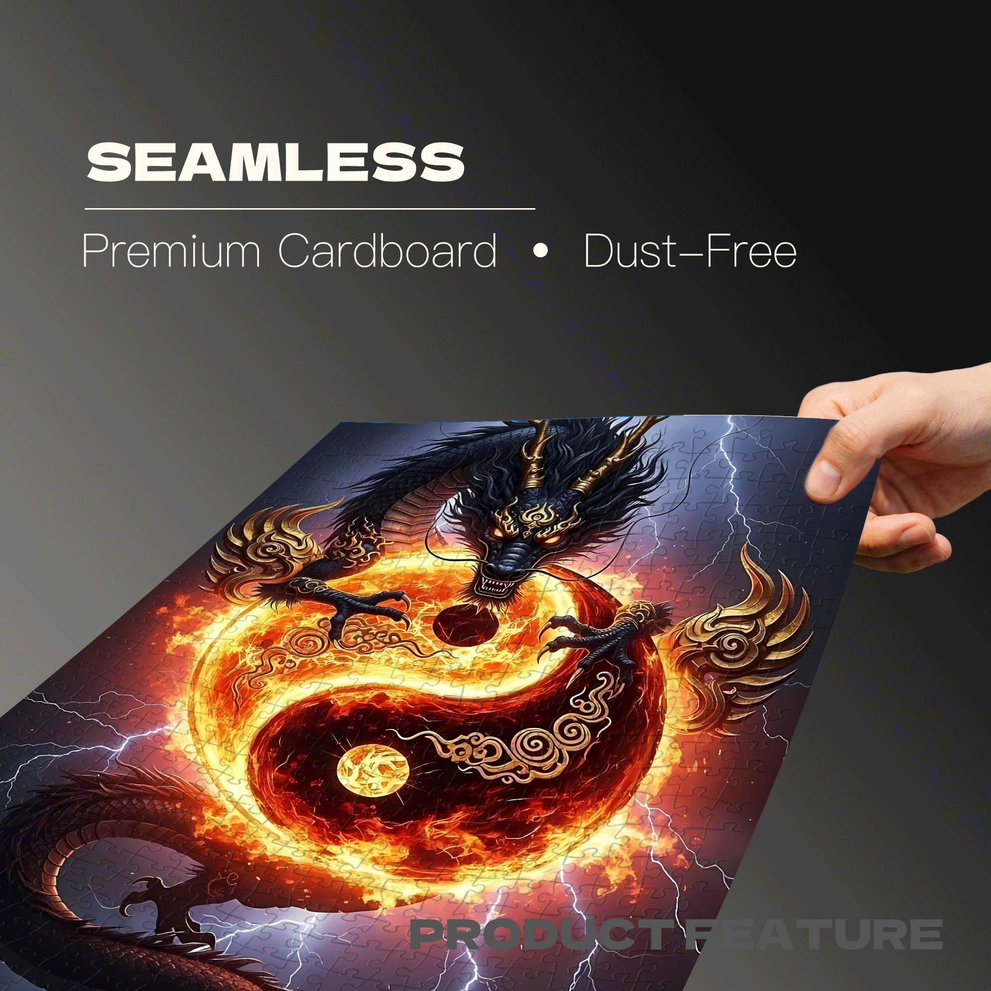 Thunder And Fire Interweave 500pcs/1000pcs Jigsaw Puzzle, Scratch-Resistant, Interactive Family Game & Brain-Boosting DIY Decor, Perfect for Halloween, Christmas & New Year Gifts, Family Puzzle Game