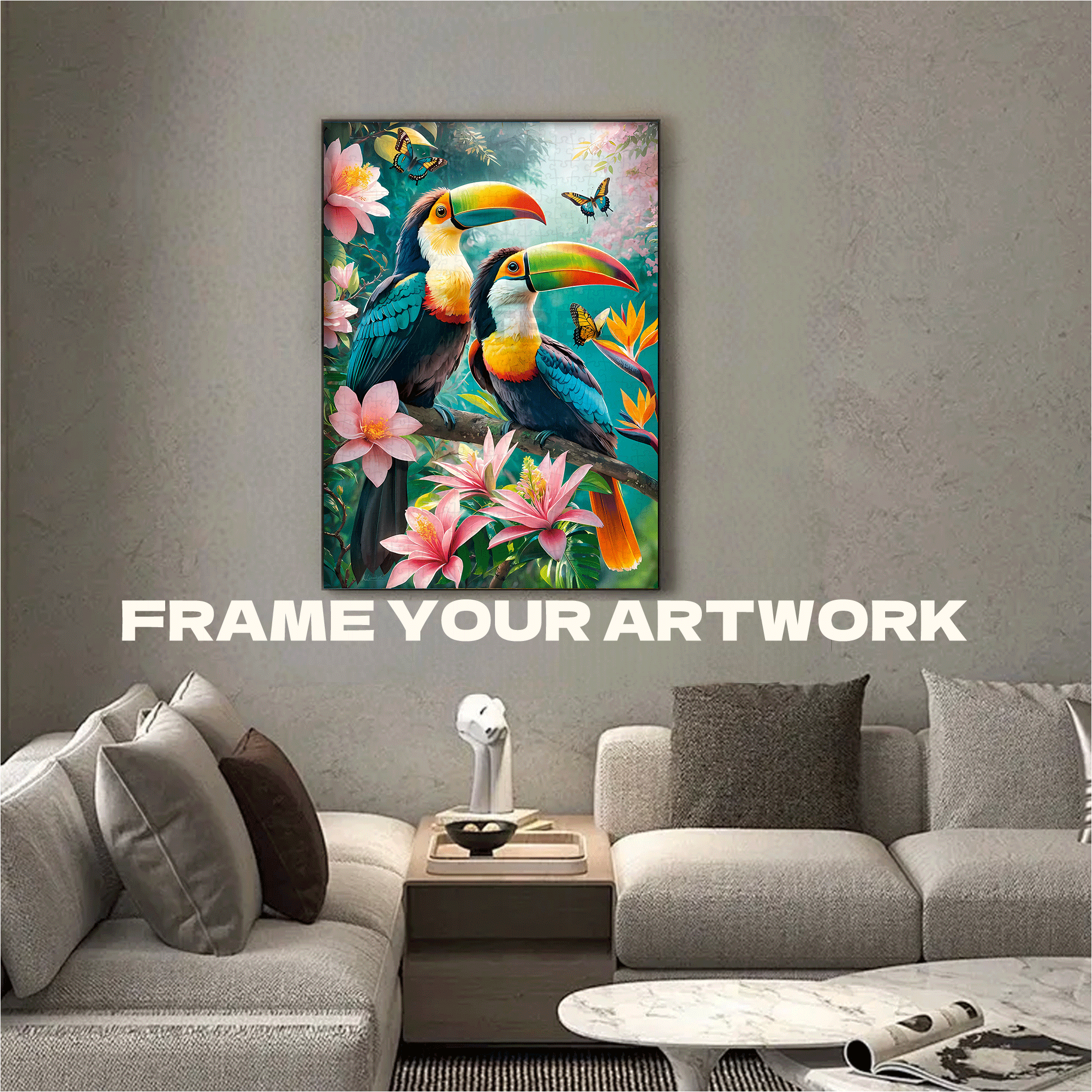 Toucans' Paradise 500pcs/1000pcs Jigsaw Puzzle, Scratch-Resistant, Interactive Family Game & Brain-Boosting DIY Decor, Perfect for Halloween, Christmas & New Year Gifts, Family Puzzle Game