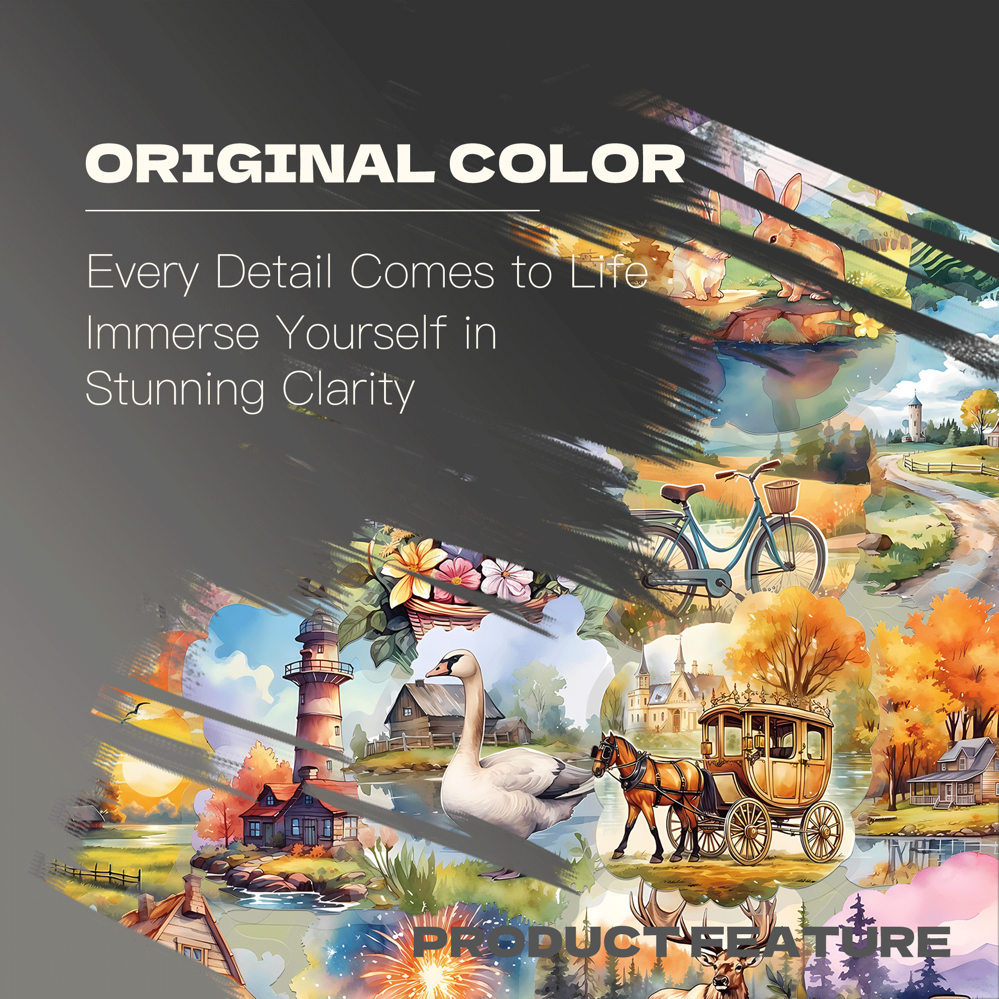 Watercolor Pastoral Poem 500pcs/1000pcs Jigsaw Puzzle, Scratch-Resistant, Interactive Family Game & Brain-Boosting DIY Decor, Perfect for Halloween, Christmas & New Year Gifts, Family Puzzle Game
