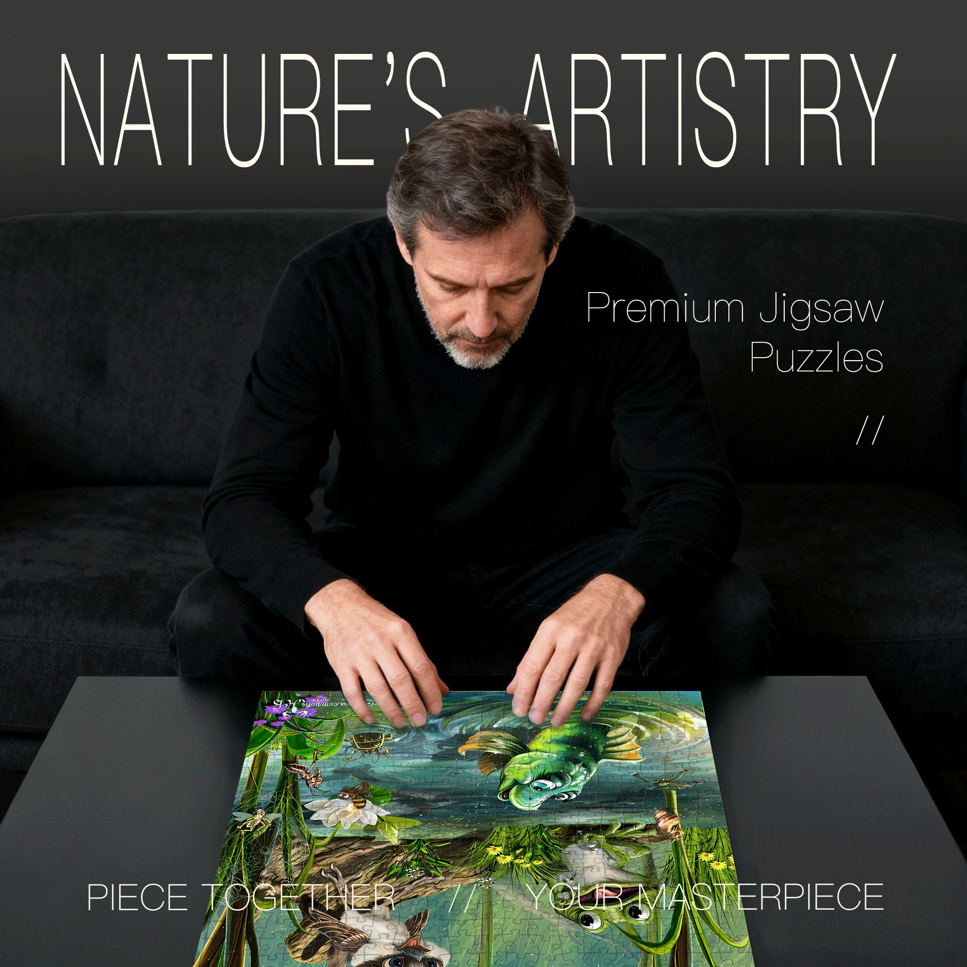 Wetland Creatures' Gathering 500pcs/1000pcs Jigsaw Puzzle, Scratch-Resistant, Interactive Family Game & Brain-Boosting DIY Decor, Perfect for Halloween, Christmas & New Year Gifts, Family Puzzle Game
