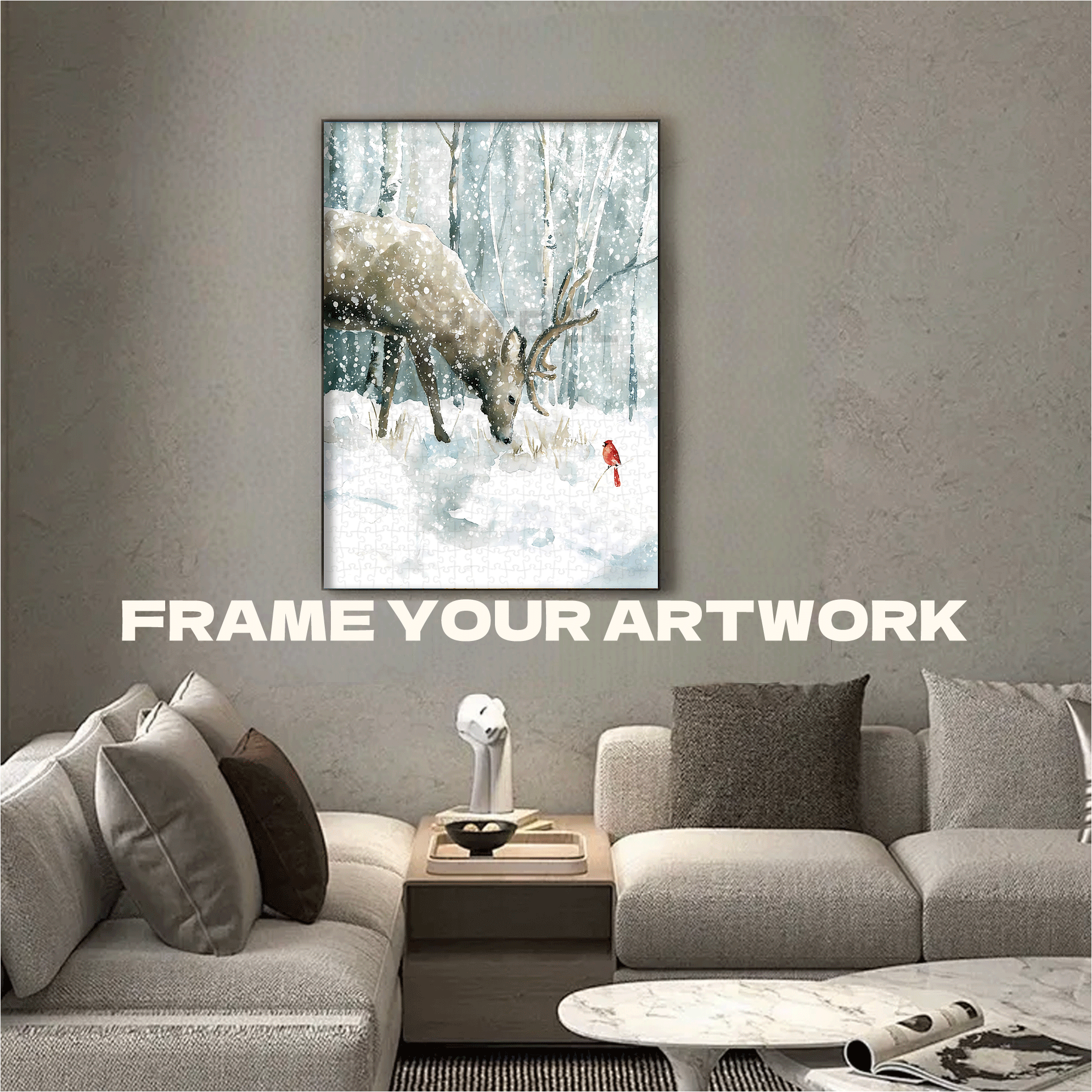 Winter Forest Friends 500pcs/1000pcs Jigsaw Puzzle, Scratch-Resistant, Interactive Family Game & Brain-Boosting DIY Decor, Perfect for Halloween, Christmas & New Year Gifts, Family Puzzle Game