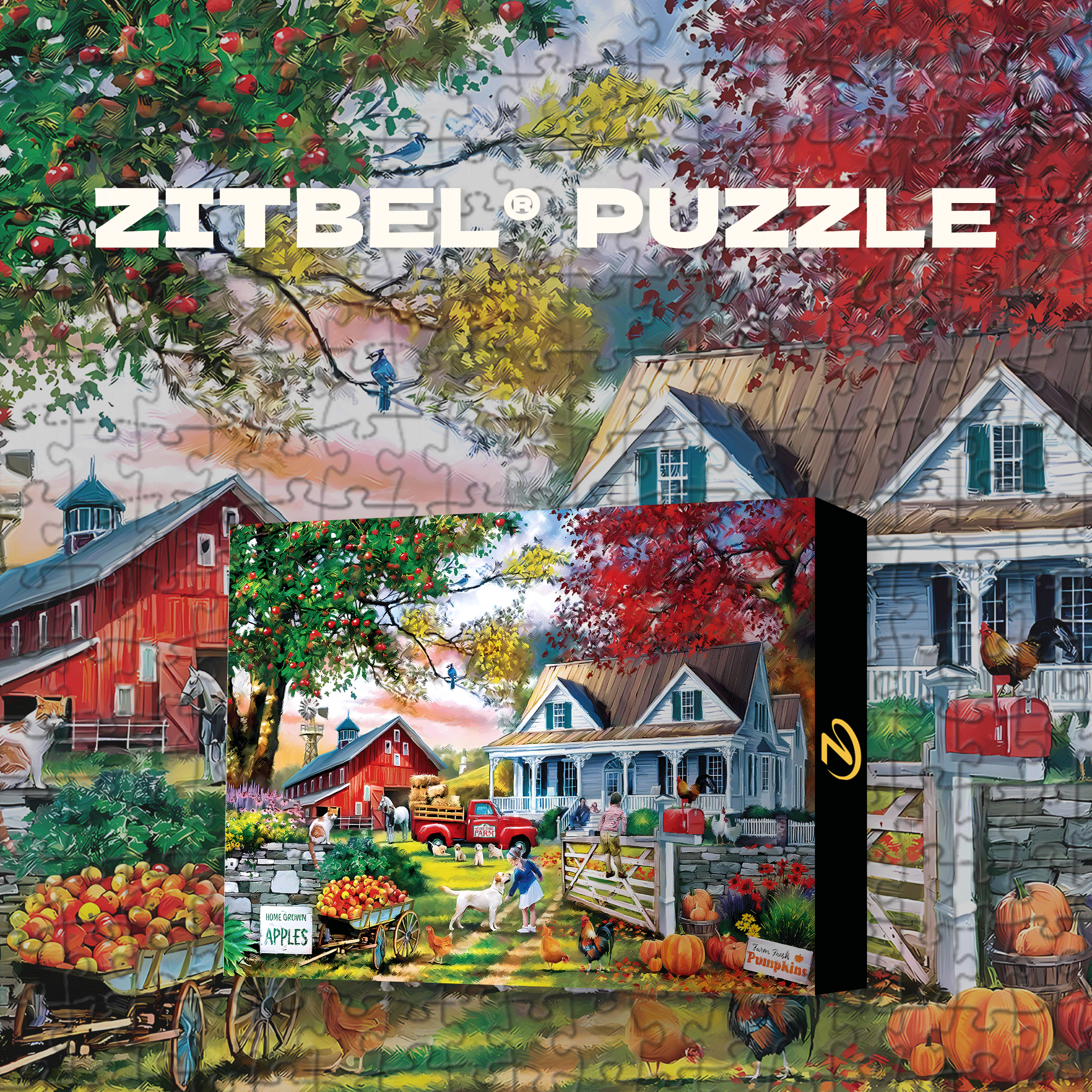 Apple Tree Farm 500pcs/1000pcs Jigsaw Puzzle, Scratch-Resistant, Interactive Family Game & Brain-Boosting DIY Decor, Perfect for Halloween, Christmas & New Year Gifts, Family Puzzle Game