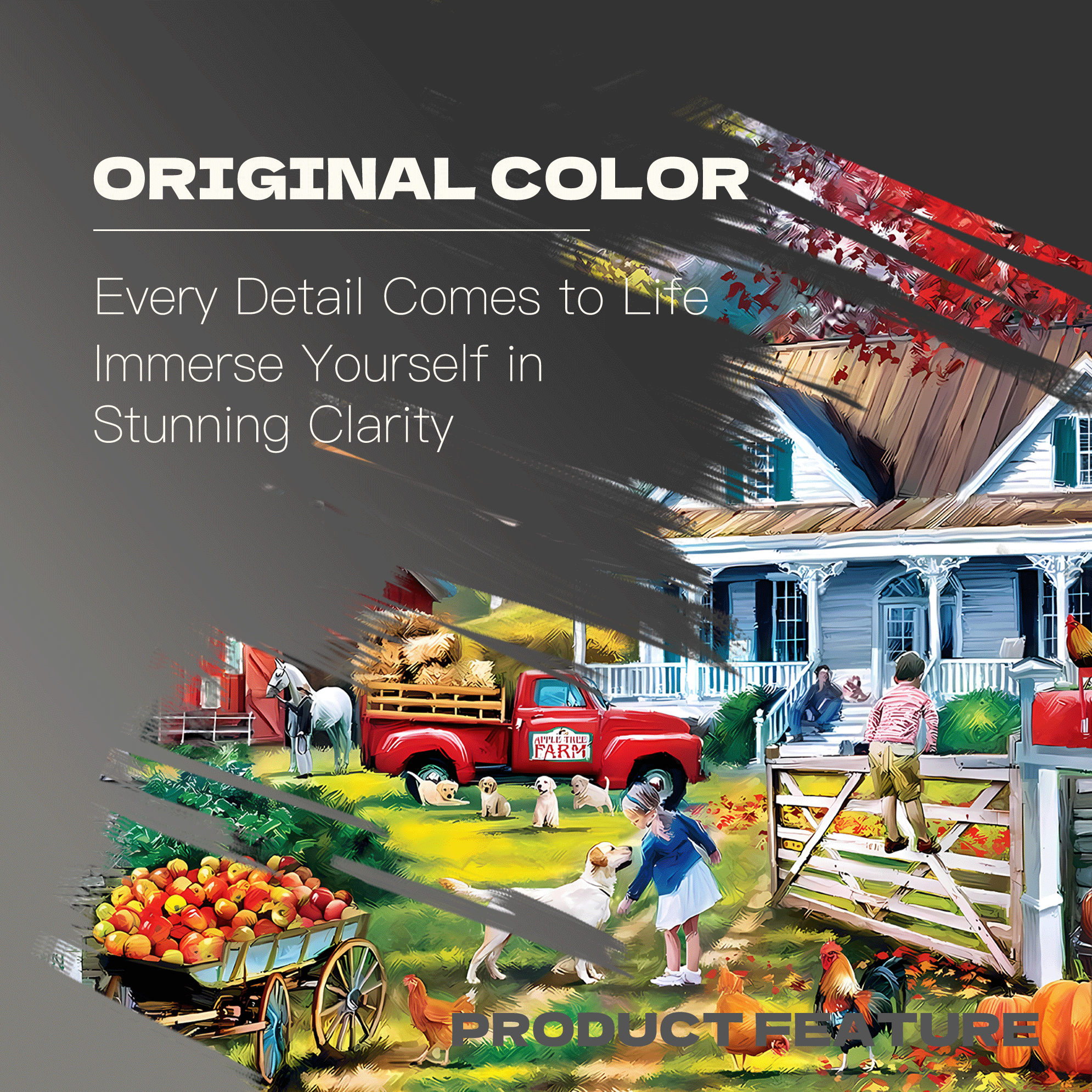 Apple Tree Farm 500pcs/1000pcs Jigsaw Puzzle, Scratch-Resistant, Interactive Family Game & Brain-Boosting DIY Decor, Perfect for Halloween, Christmas & New Year Gifts, Family Puzzle Game