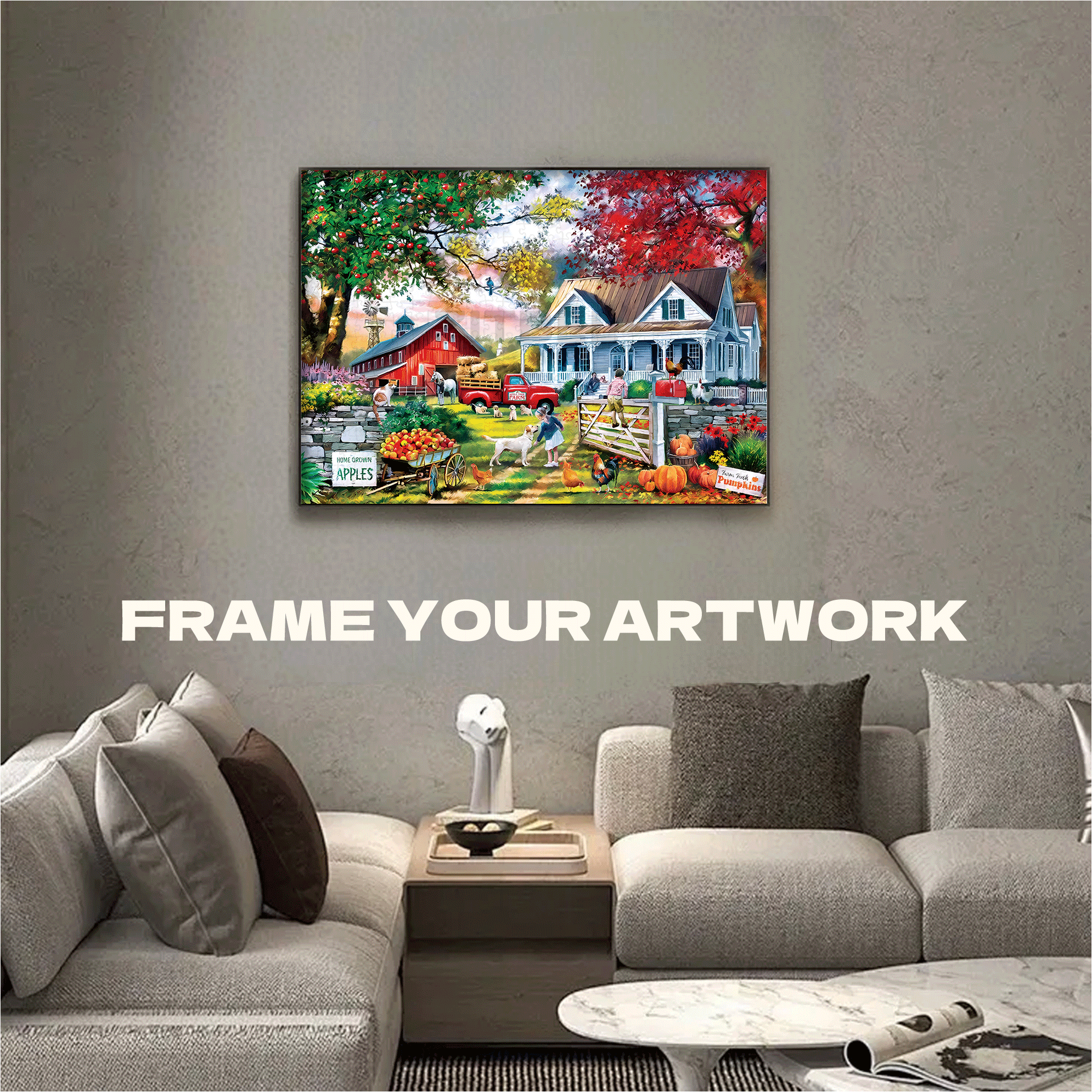 Apple Tree Farm 500pcs/1000pcs Jigsaw Puzzle, Scratch-Resistant, Interactive Family Game & Brain-Boosting DIY Decor, Perfect for Halloween, Christmas & New Year Gifts, Family Puzzle Game