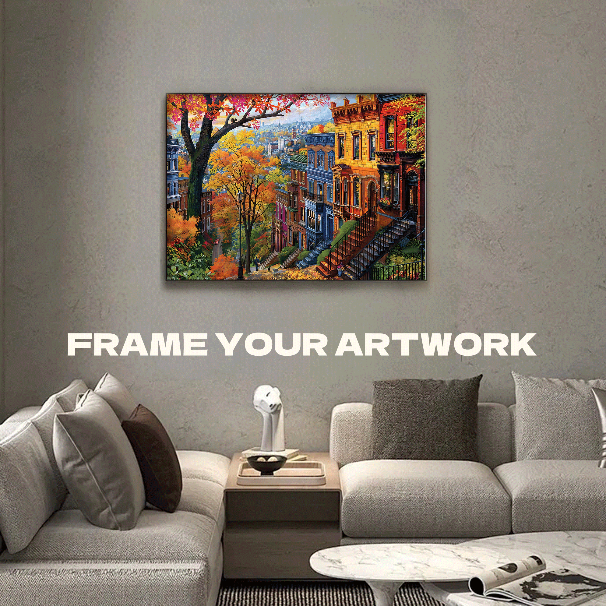Autumn In The City 500pcs/1000pcs Jigsaw Puzzle, Scratch-Resistant, Interactive Family Game & Brain-Boosting DIY Decor, Perfect for Halloween, Christmas & New Year Gifts, Family Puzzle Game