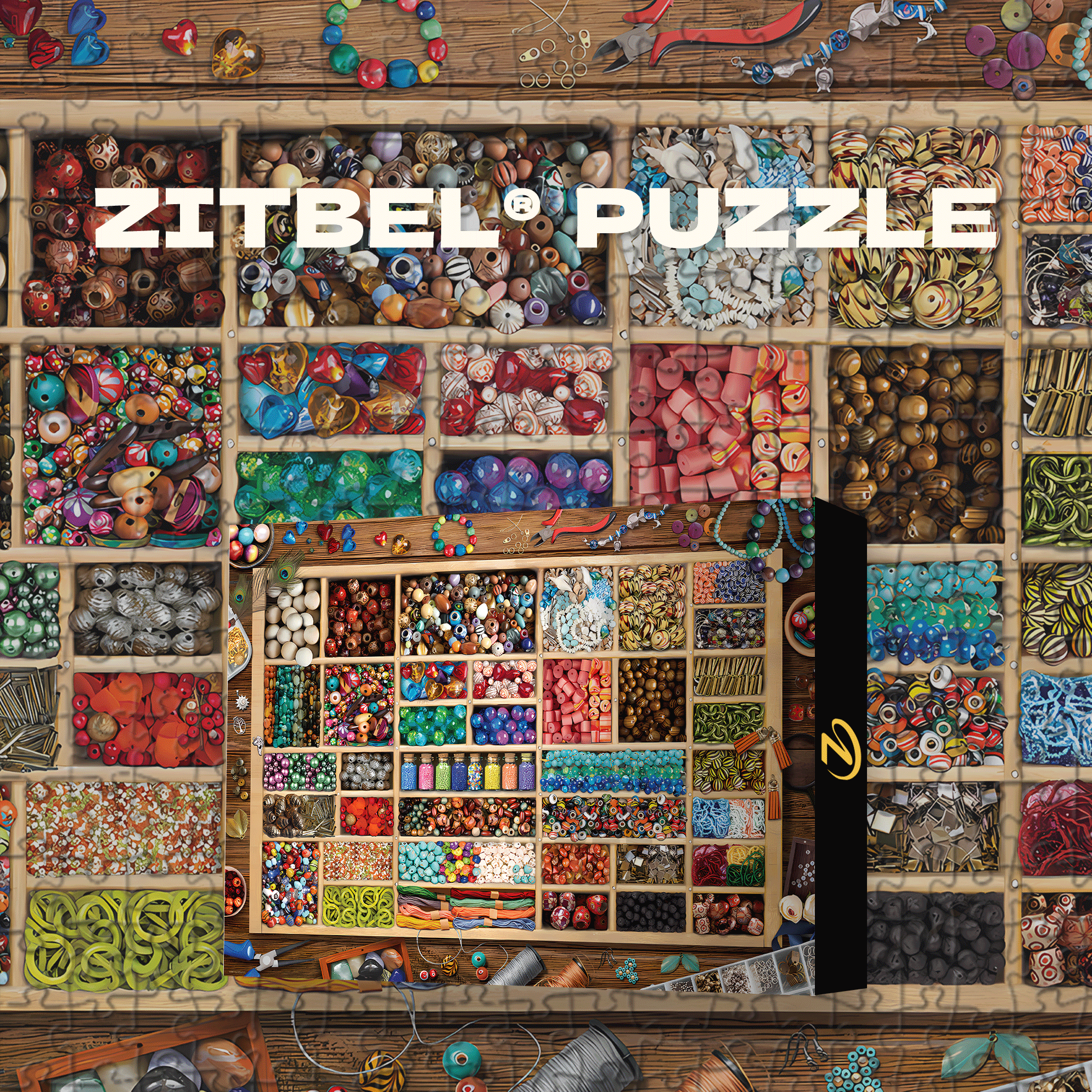 Bead Collection 500pcs/1000pcs Jigsaw Puzzle, Scratch-Resistant, Interactive Family Game & Brain-Boosting DIY Decor, Perfect for Halloween, Christmas & New Year Gifts, Family Puzzle Game