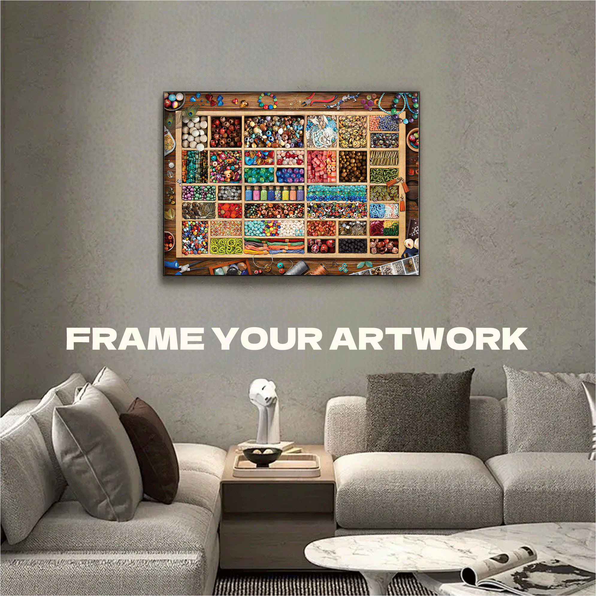 Bead Collection 500pcs/1000pcs Jigsaw Puzzle, Scratch-Resistant, Interactive Family Game & Brain-Boosting DIY Decor, Perfect for Halloween, Christmas & New Year Gifts, Family Puzzle Game