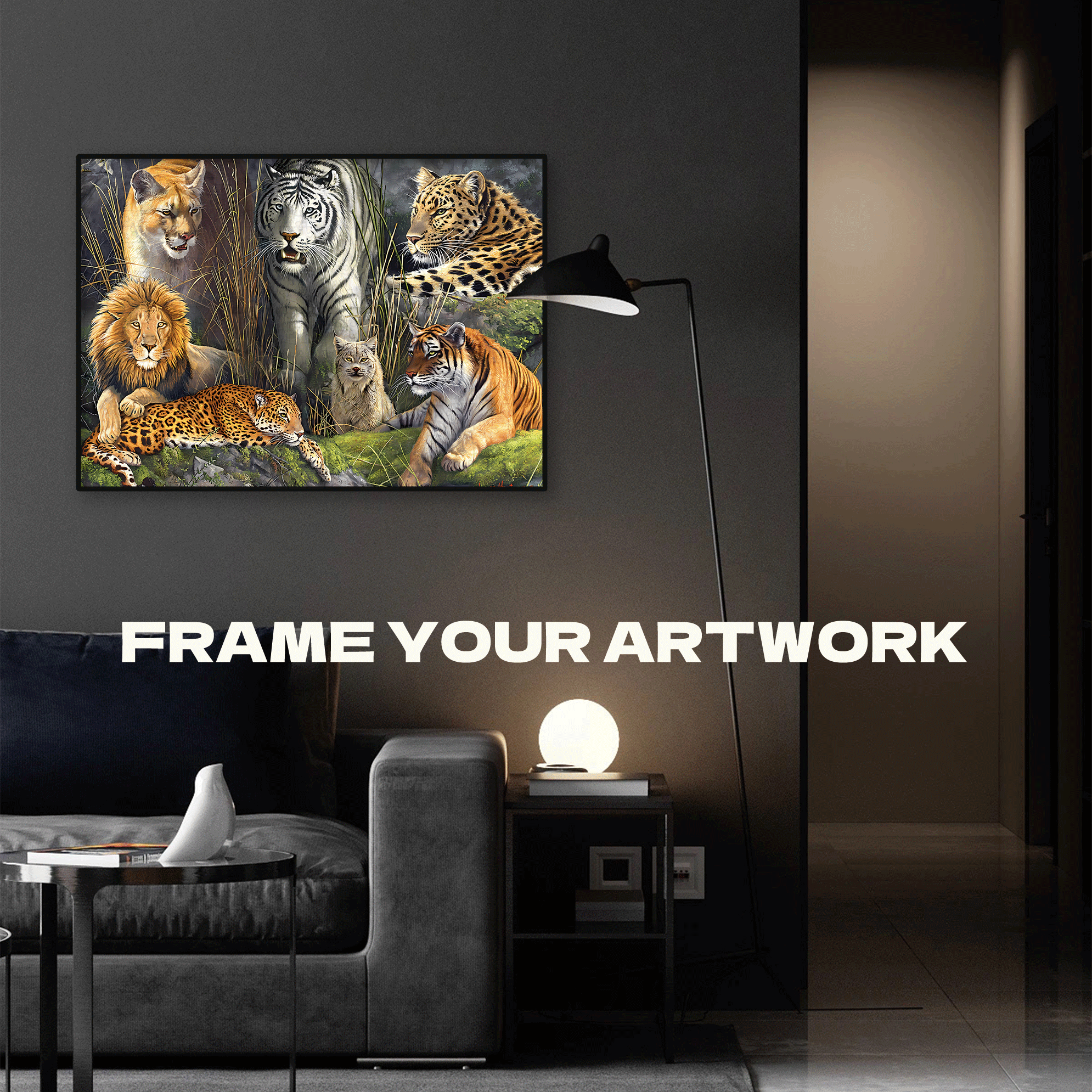 Big Cat Collage 500pcs/1000pcs Jigsaw Puzzle, Scratch-Resistant, Interactive Family Game & Brain-Boosting DIY Decor, Perfect for Halloween, Christmas & New Year Gifts, Family Puzzle Game