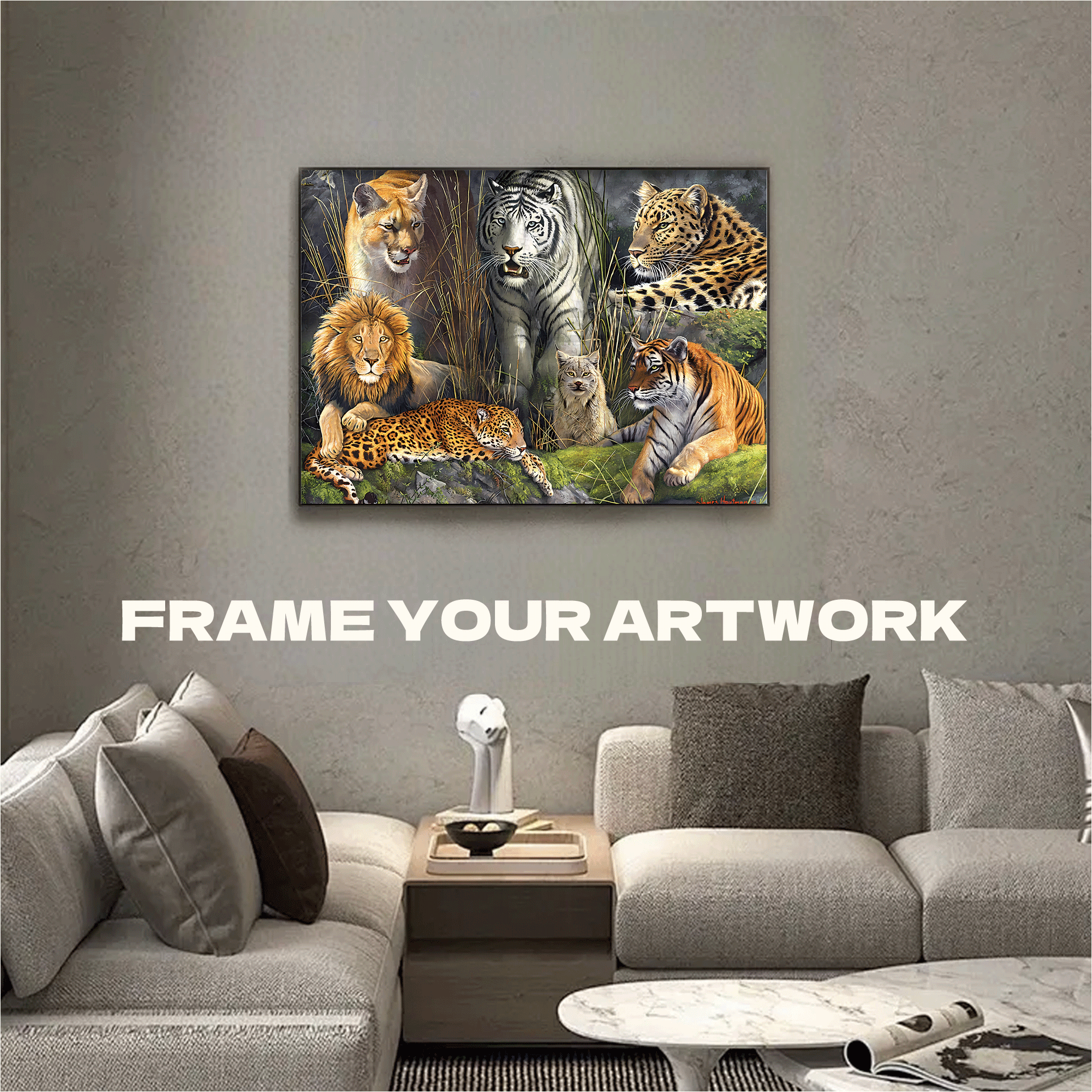Big Cat Collage 500pcs/1000pcs Jigsaw Puzzle, Scratch-Resistant, Interactive Family Game & Brain-Boosting DIY Decor, Perfect for Halloween, Christmas & New Year Gifts, Family Puzzle Game
