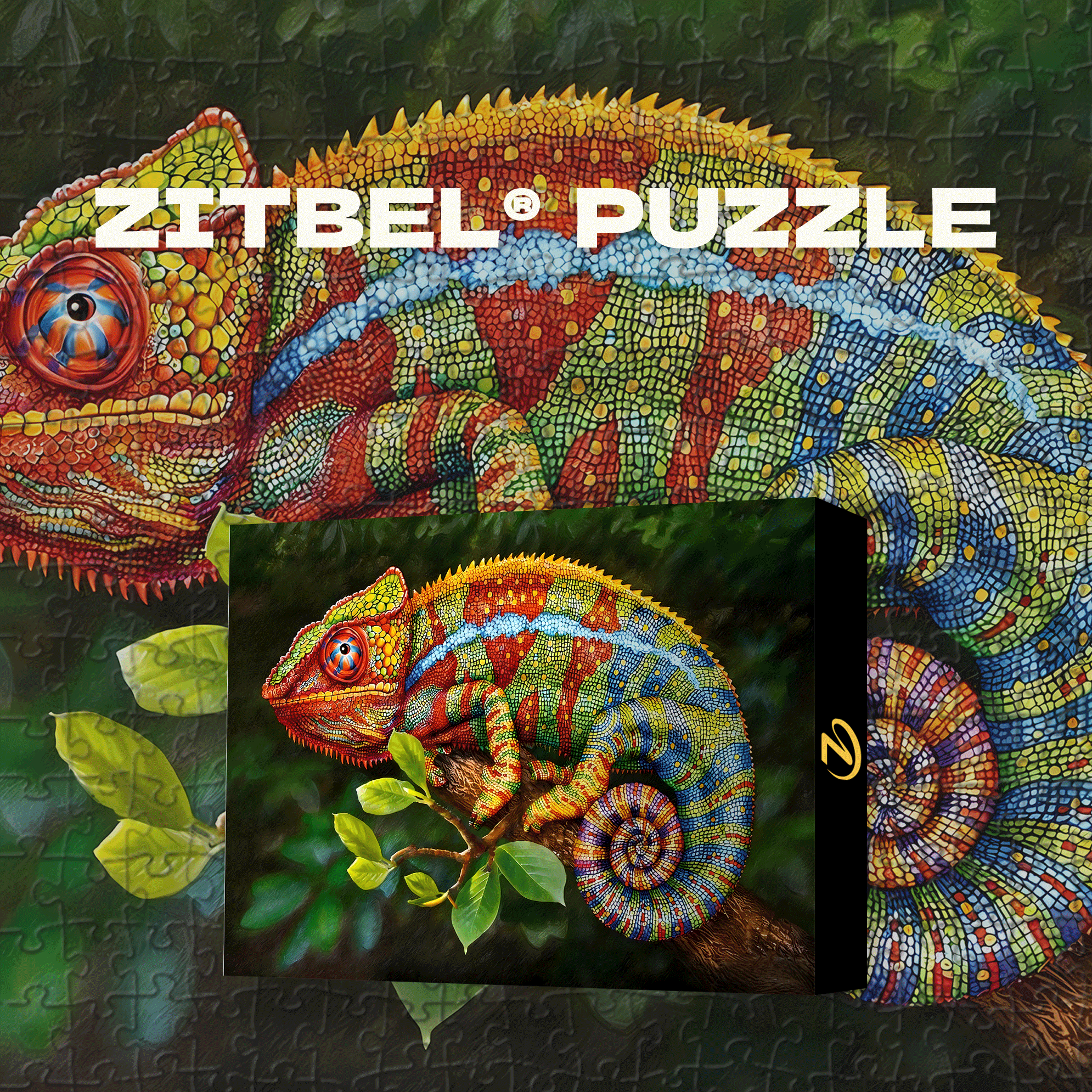 Chameleon 2 500pcs/1000pcs Jigsaw Puzzle, Scratch-Resistant, Interactive Family Game & Brain-Boosting DIY Decor, Perfect for Halloween, Christmas & New Year Gifts, Family Puzzle Game