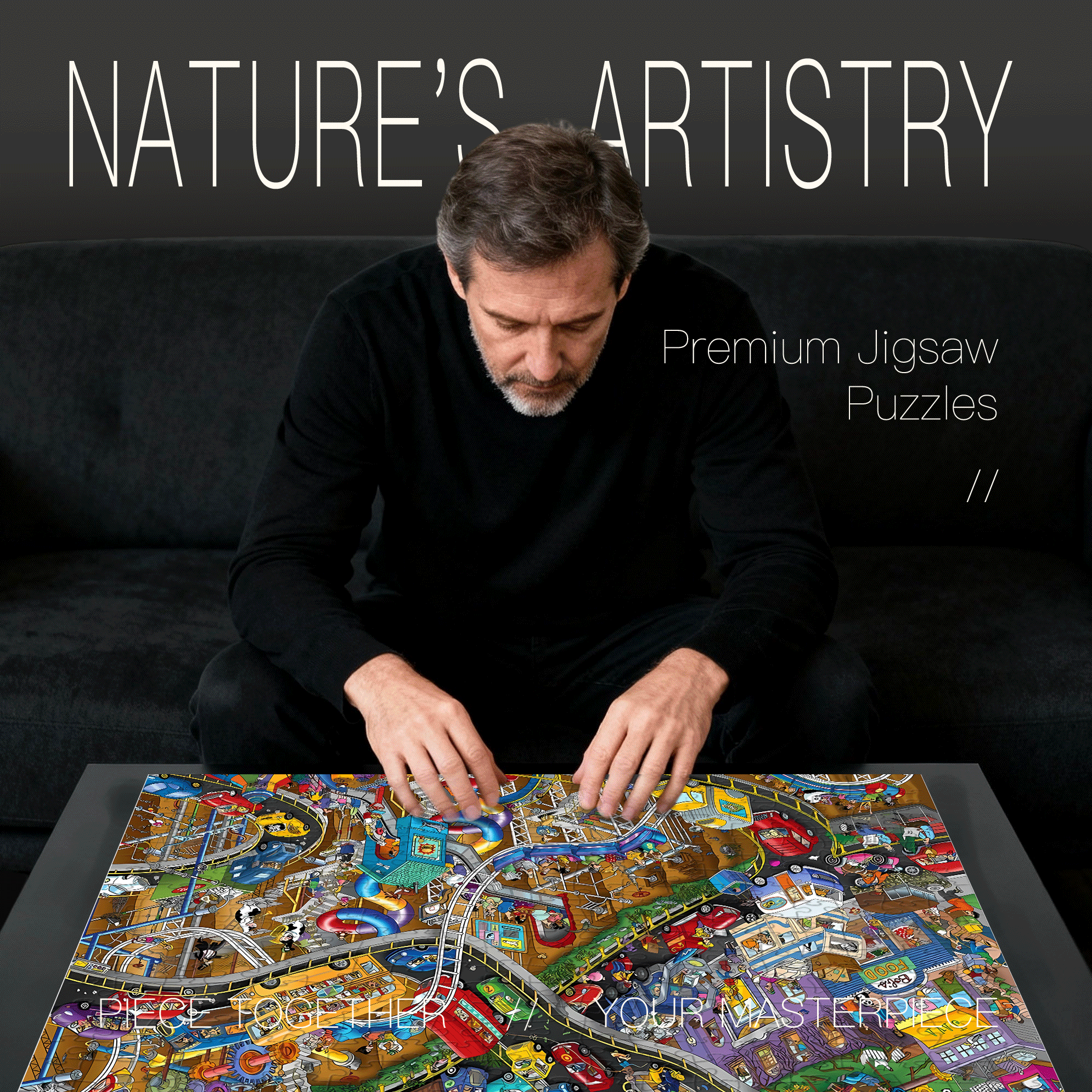 Getting Away 500pcs/1000pcs Jigsaw Puzzle, Scratch-Resistant, Interactive Family Game & Brain-Boosting DIY Decor, Perfect for Halloween, Christmas & New Year Gifts, Family Puzzle Game
