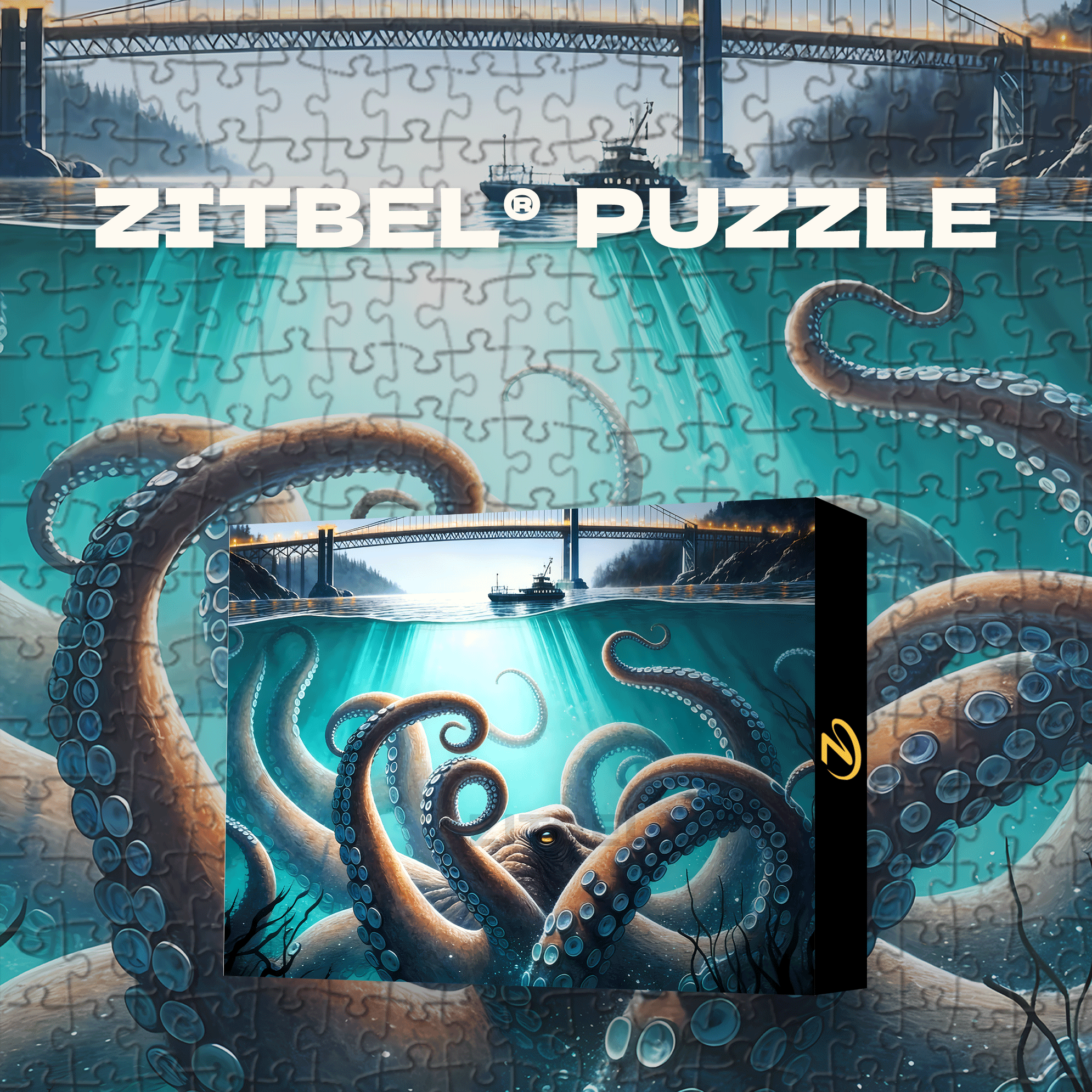 Giant Octopus of the Deep 500pcs/1000pcs Jigsaw Puzzle, Scratch-Resistant, Interactive Family Game & Brain-Boosting DIY Decor, Perfect for Halloween, Christmas & New Year Gifts, Family Puzzle Game