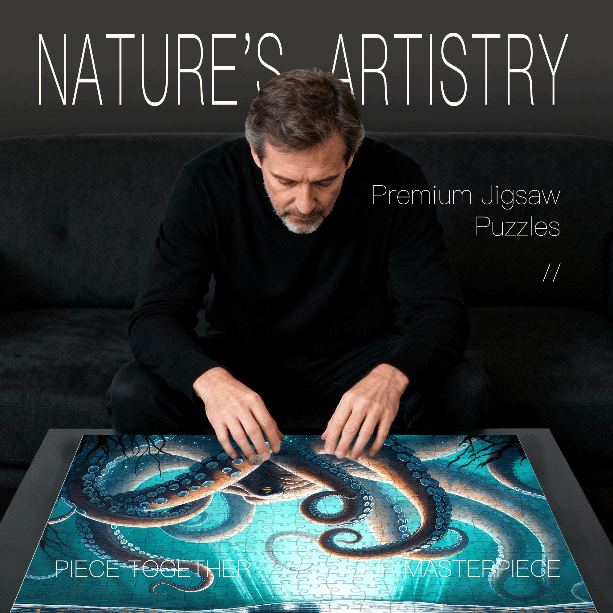 Giant Octopus of the Deep 500pcs/1000pcs Jigsaw Puzzle, Scratch-Resistant, Interactive Family Game & Brain-Boosting DIY Decor, Perfect for Halloween, Christmas & New Year Gifts, Family Puzzle Game