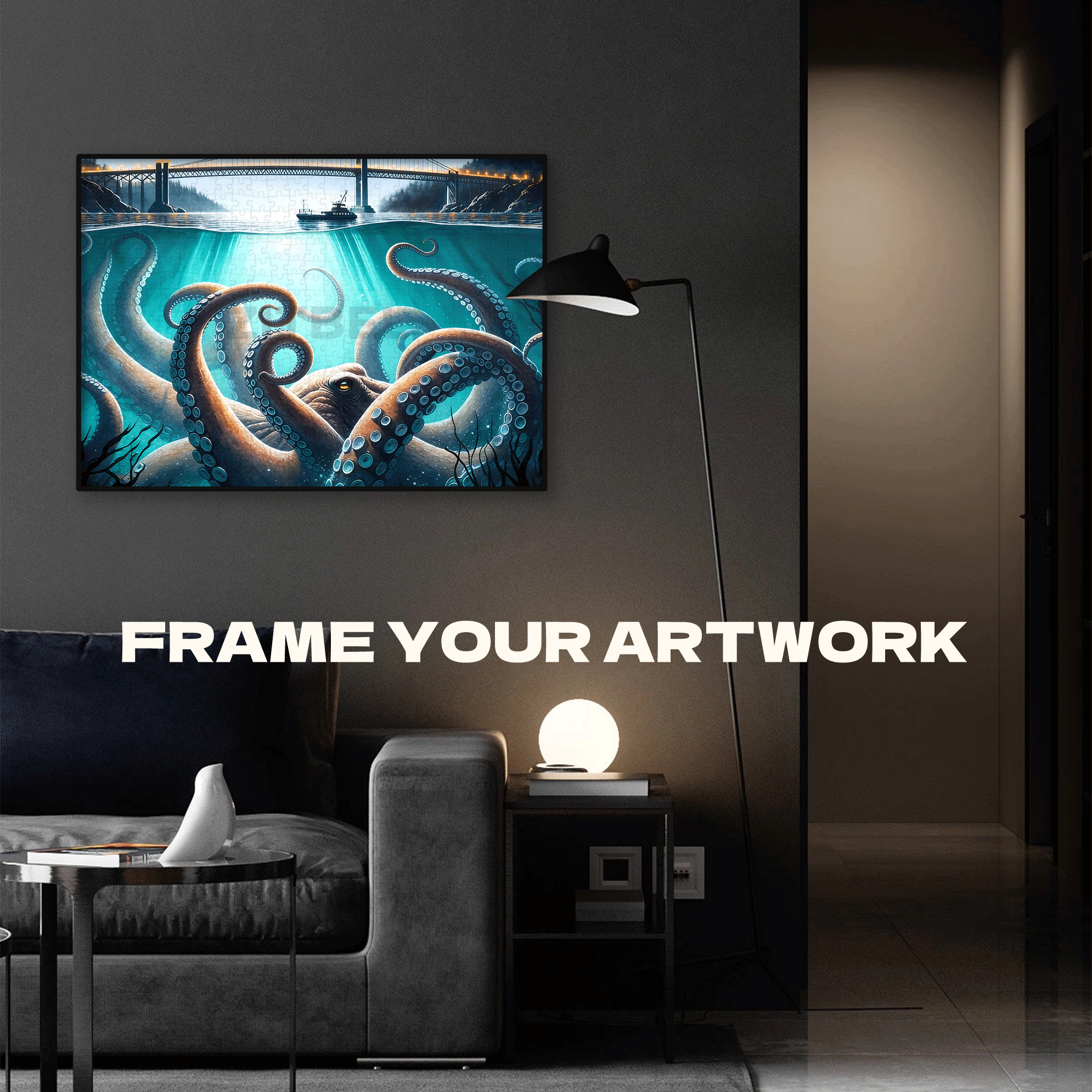 Giant Octopus of the Deep 500pcs/1000pcs Jigsaw Puzzle, Scratch-Resistant, Interactive Family Game & Brain-Boosting DIY Decor, Perfect for Halloween, Christmas & New Year Gifts, Family Puzzle Game