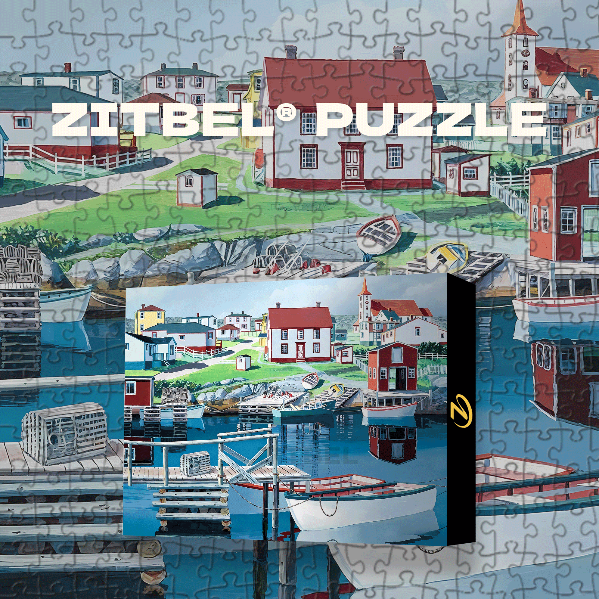 Greenspond Harbor 500pcs/1000pcs Jigsaw Puzzle, Scratch-Resistant, Interactive Family Game & Brain-Boosting DIY Decor, Perfect for Halloween, Christmas & New Year Gifts, Family Puzzle Game