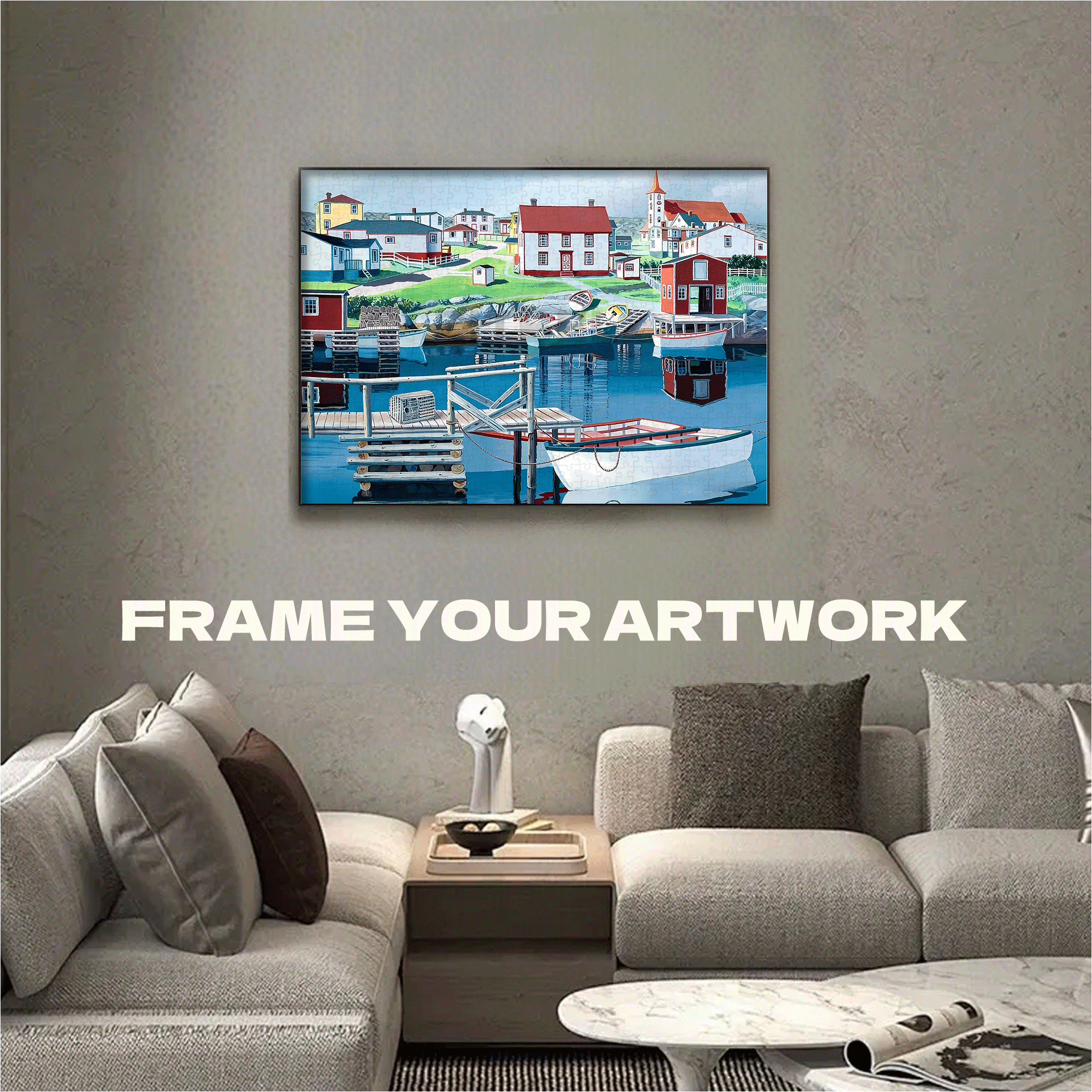 Greenspond Harbor 500pcs/1000pcs Jigsaw Puzzle, Scratch-Resistant, Interactive Family Game & Brain-Boosting DIY Decor, Perfect for Halloween, Christmas & New Year Gifts, Family Puzzle Game