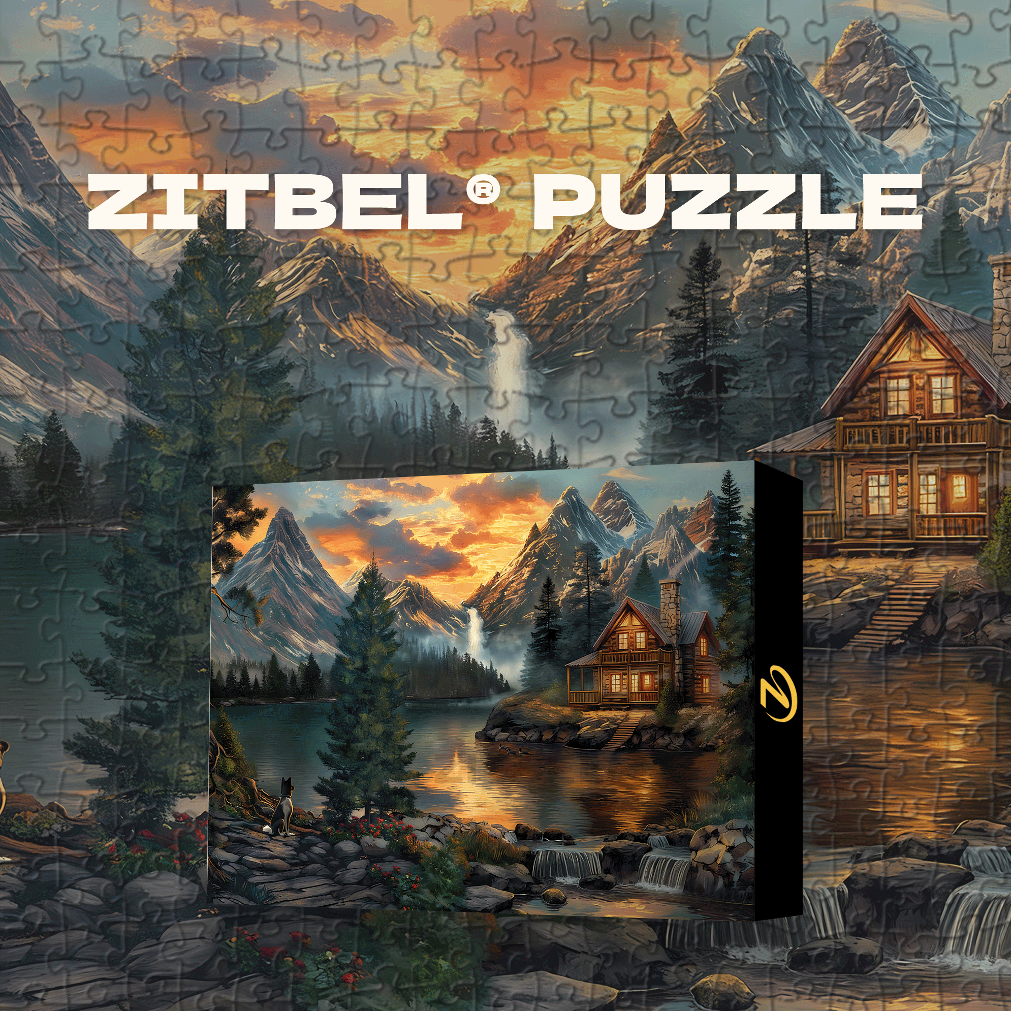 Lakeside Mountain Cottage 500pcs/1000pcs Jigsaw Puzzle, Scratch-Resistant, Interactive Family Game & Brain-Boosting DIY Decor, Perfect for Halloween, Christmas & New Year Gifts, Family Puzzle Game