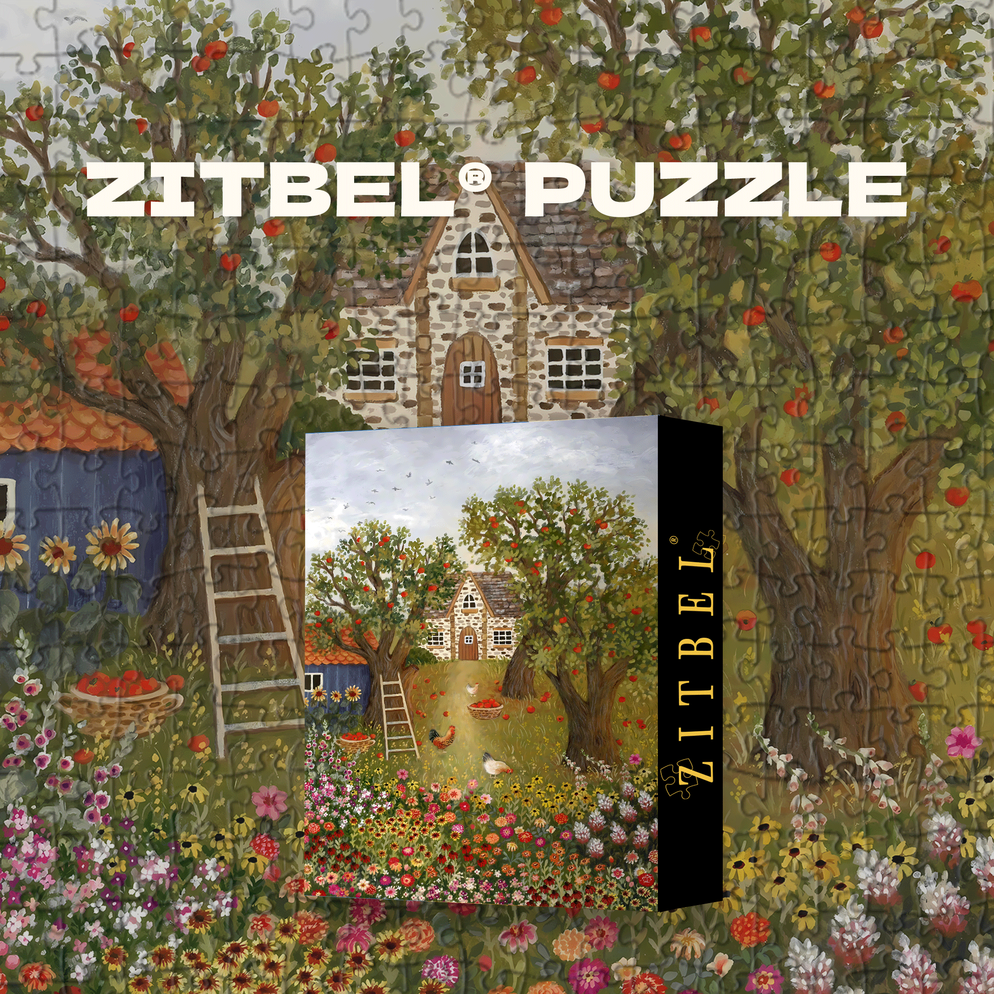 Afternoon in the Apple Orchard 500pcs/1000pcs Jigsaw Puzzle, Scratch-Resistant, Interactive Family Game & Brain-Boosting DIY Decor, Perfect for Halloween, Christmas & New Year Gifts, Family Puzzle Game