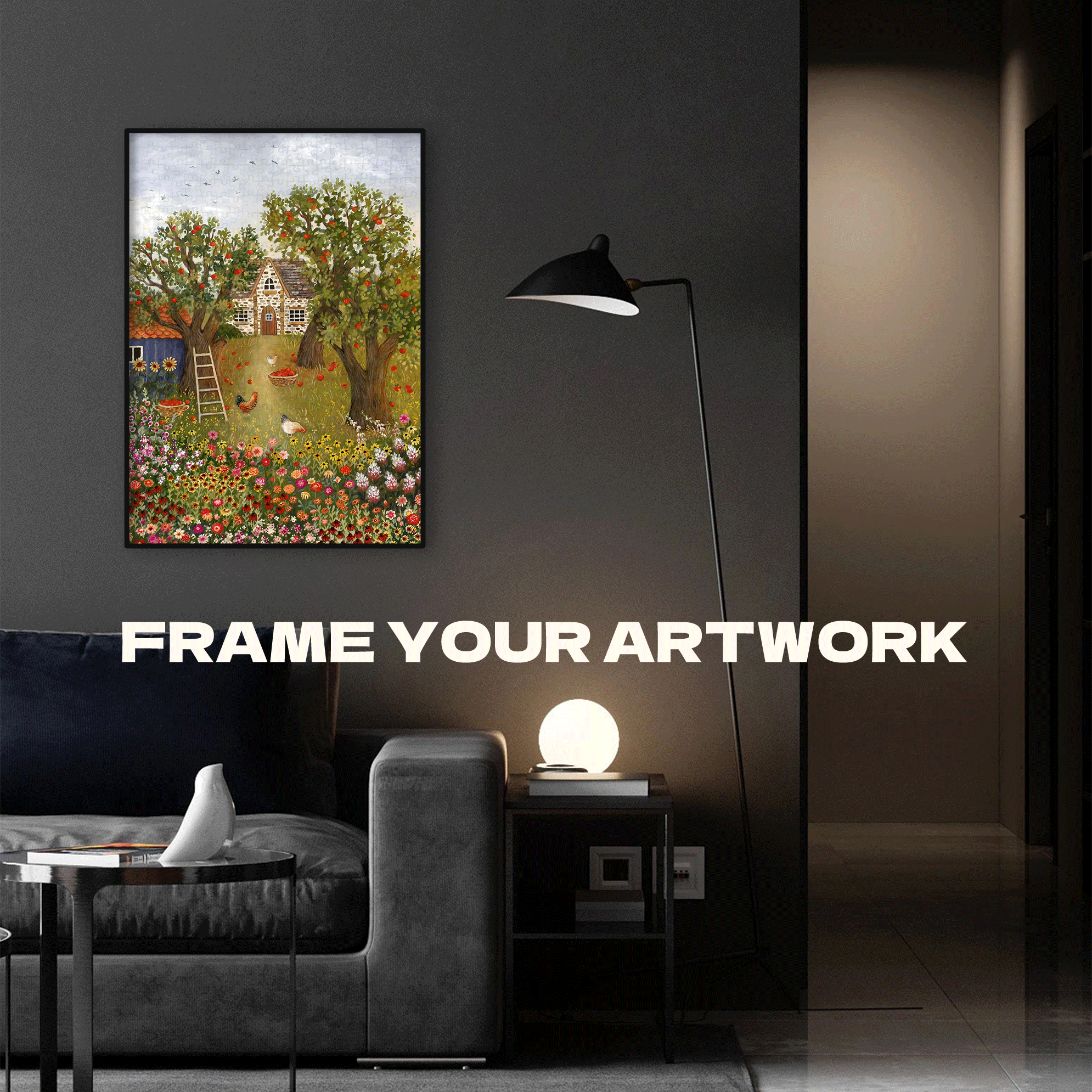 Afternoon in the Apple Orchard 500pcs/1000pcs Jigsaw Puzzle, Scratch-Resistant, Interactive Family Game & Brain-Boosting DIY Decor, Perfect for Halloween, Christmas & New Year Gifts, Family Puzzle Game