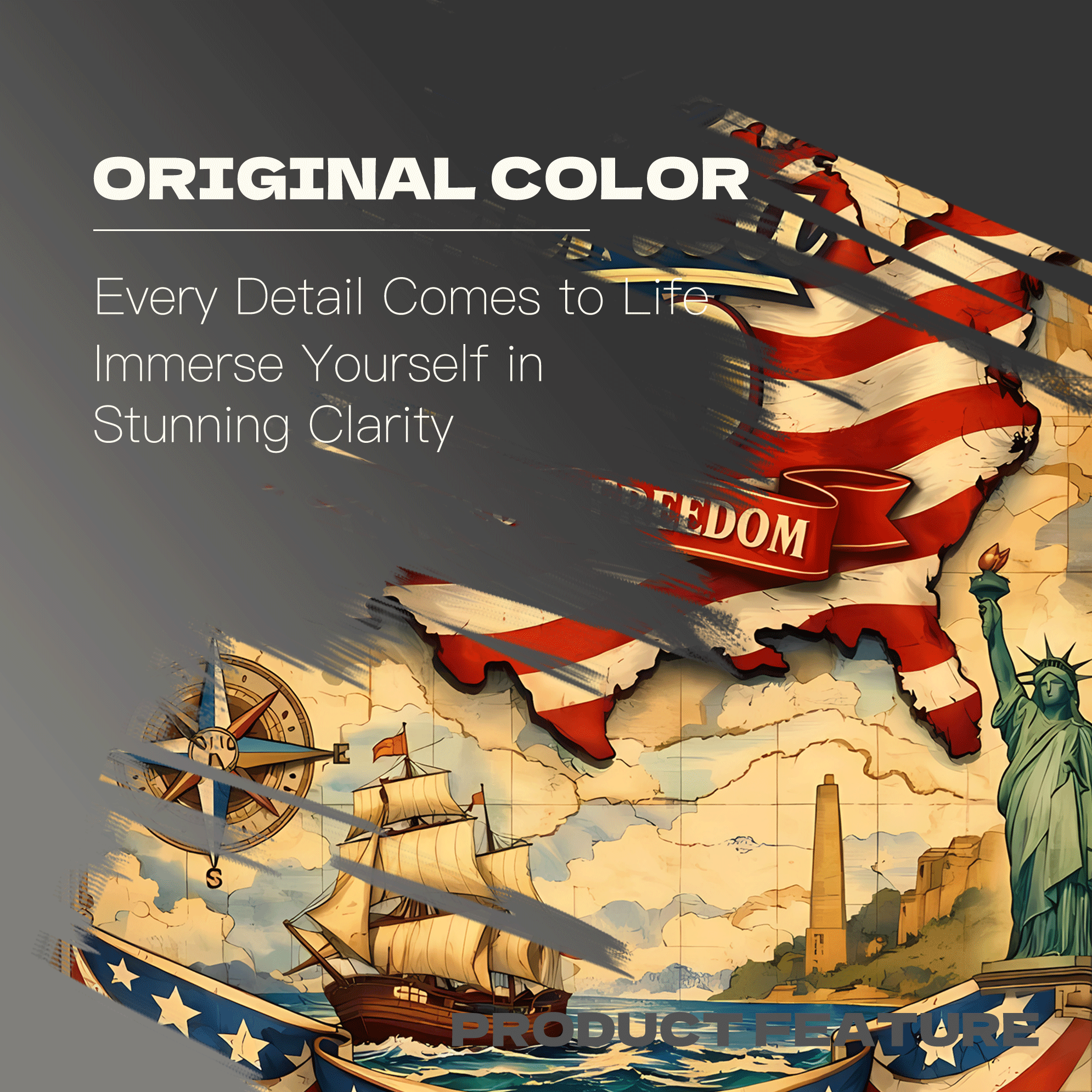 America 250 United in Freedom by Carlos V 500pcs/1000pcs Jigsaw Puzzle, Scratch-Resistant, Interactive Family Game & Brain-Boosting DIY Decor, Perfect for Halloween, Christmas & New Year Gifts, Family Puzzle Game