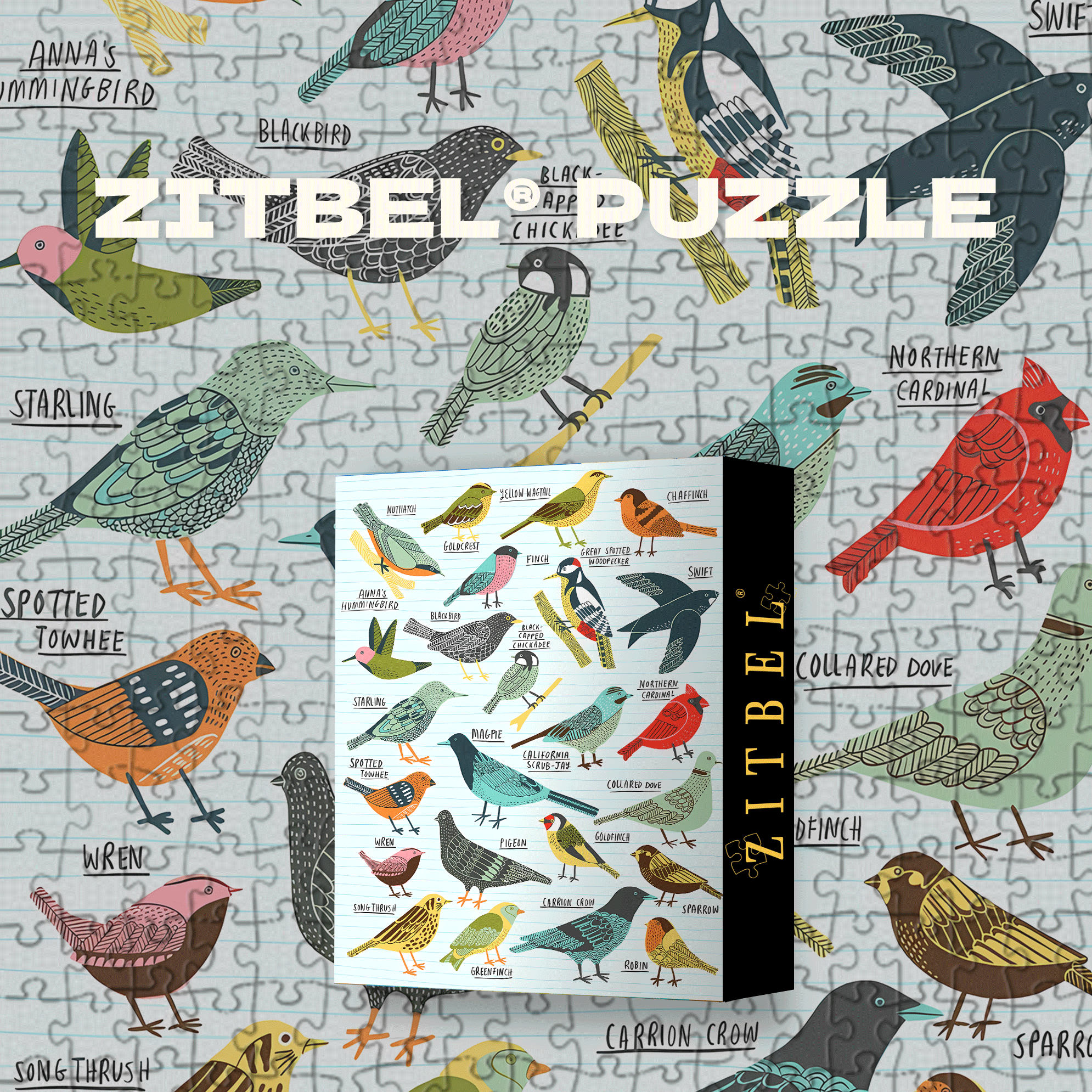 An Illustrated Guide to Birds 500pcs/1000pcs Jigsaw Puzzle, Scratch-Resistant, Interactive Family Game & Brain-Boosting DIY Decor, Perfect for Halloween, Christmas & New Year Gifts, Family Puzzle Game
