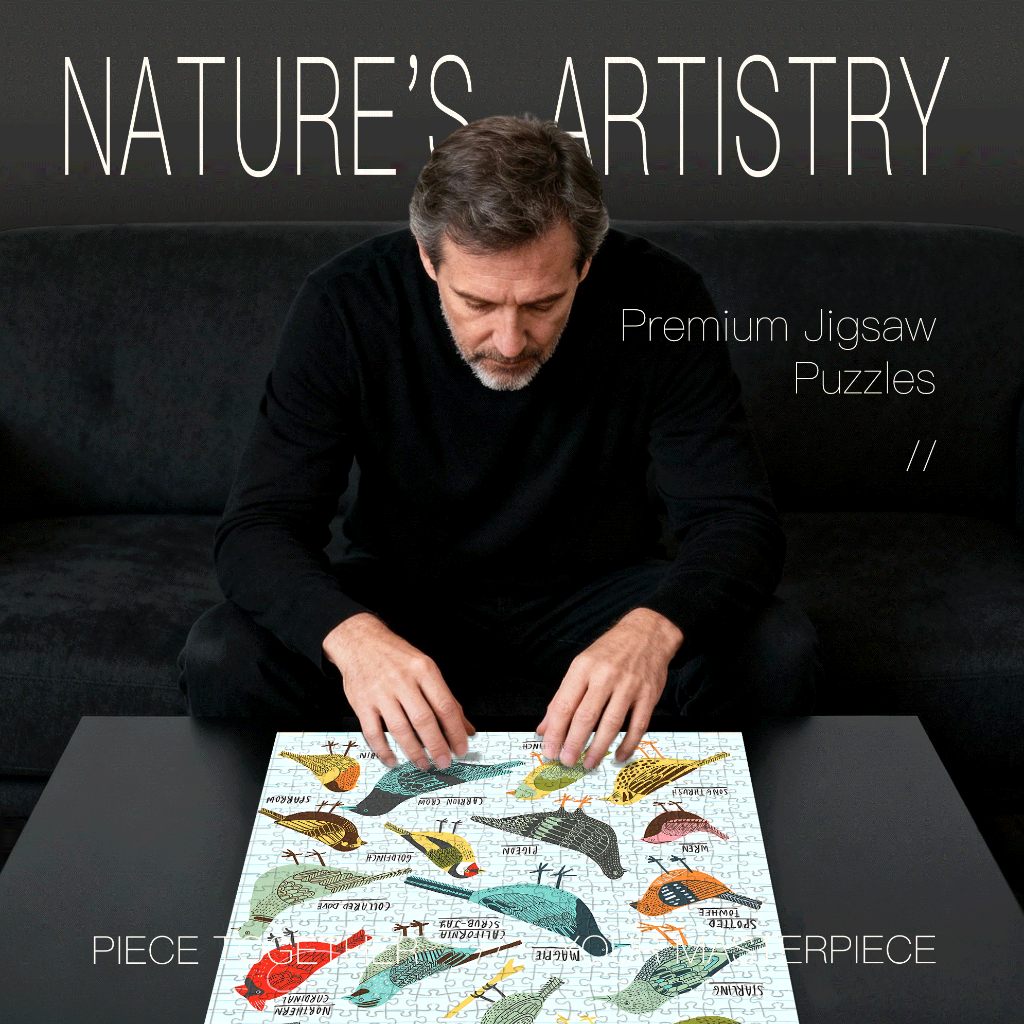 An Illustrated Guide to Birds 500pcs/1000pcs Jigsaw Puzzle, Scratch-Resistant, Interactive Family Game & Brain-Boosting DIY Decor, Perfect for Halloween, Christmas & New Year Gifts, Family Puzzle Game