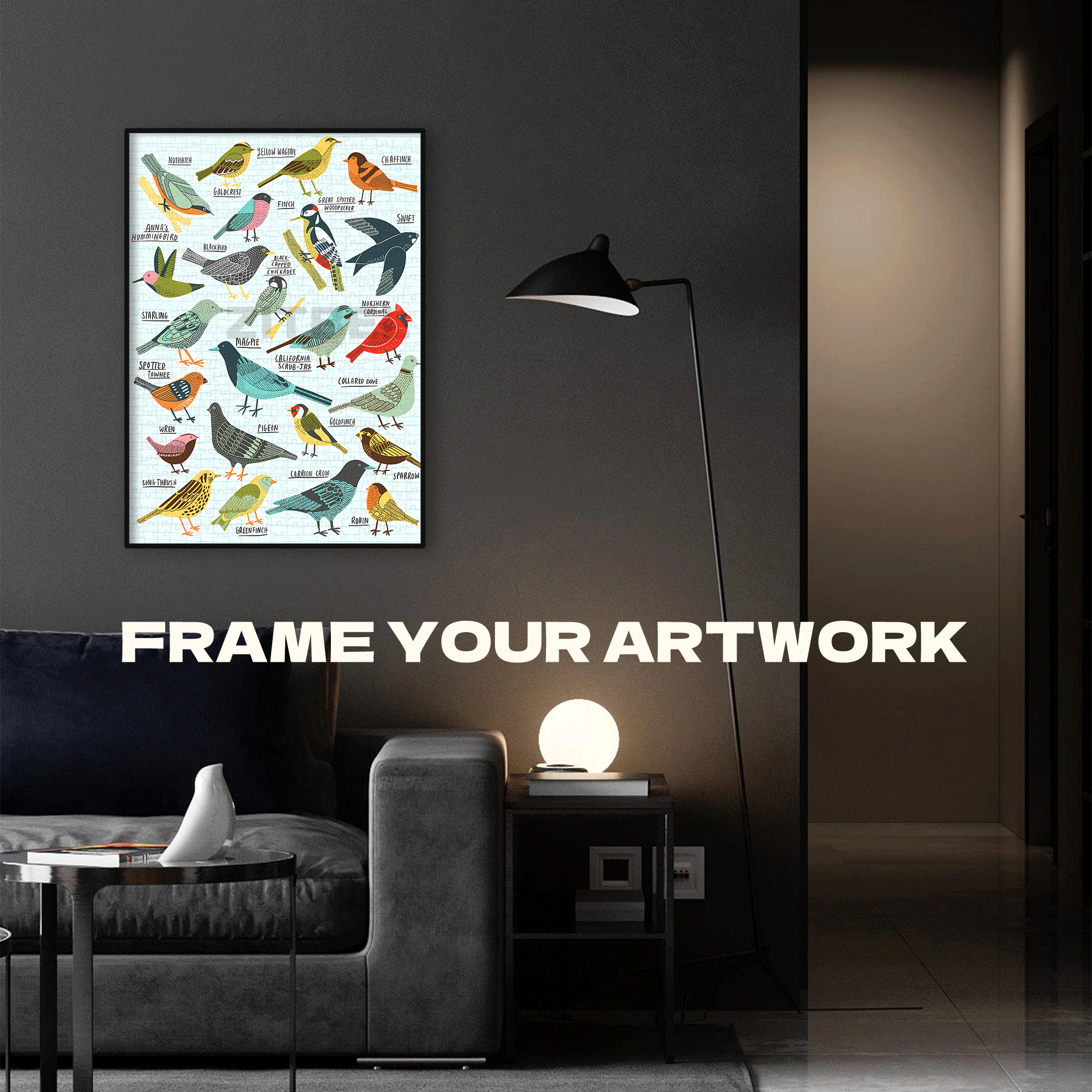 An Illustrated Guide to Birds 500pcs/1000pcs Jigsaw Puzzle, Scratch-Resistant, Interactive Family Game & Brain-Boosting DIY Decor, Perfect for Halloween, Christmas & New Year Gifts, Family Puzzle Game