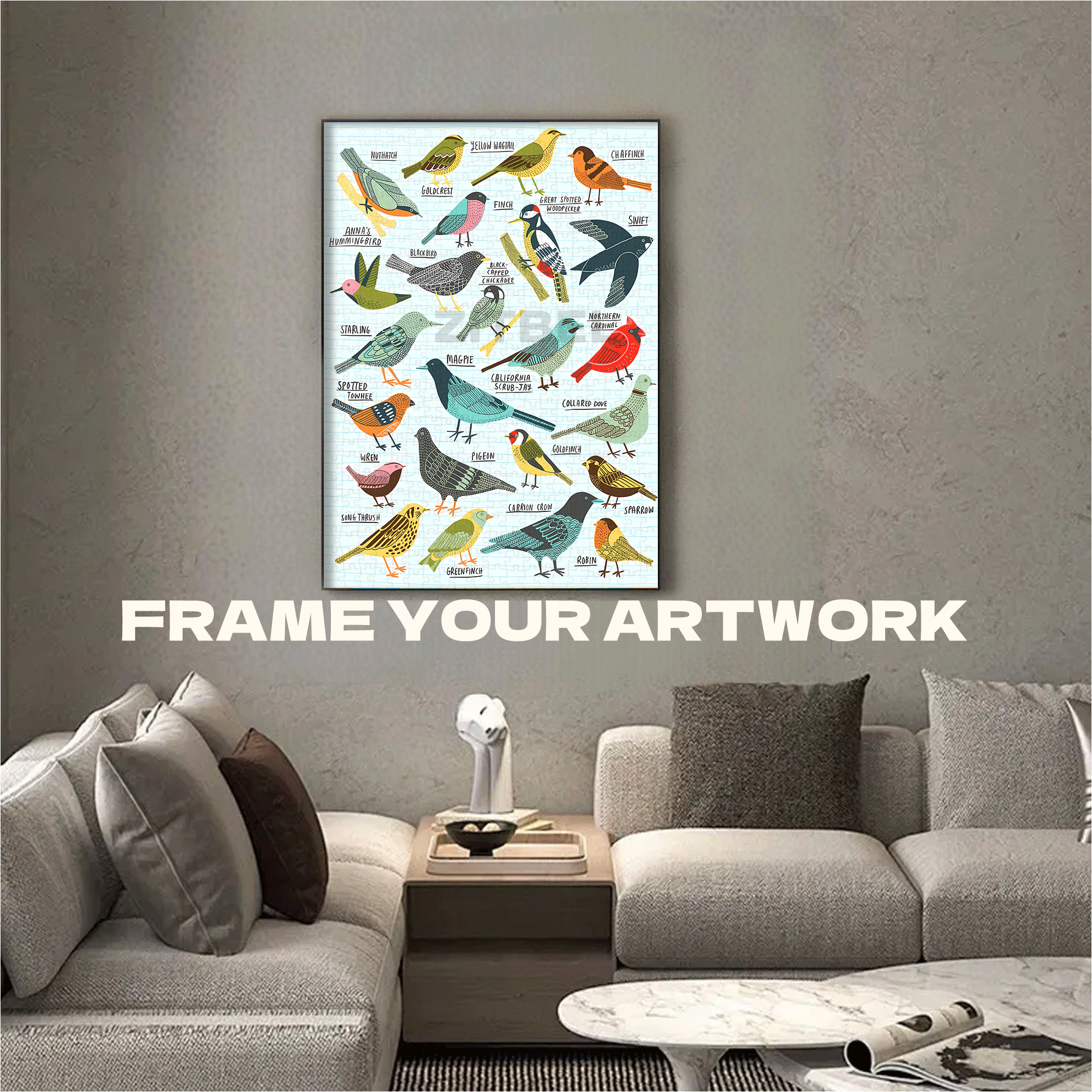 An Illustrated Guide to Birds 500pcs/1000pcs Jigsaw Puzzle, Scratch-Resistant, Interactive Family Game & Brain-Boosting DIY Decor, Perfect for Halloween, Christmas & New Year Gifts, Family Puzzle Game