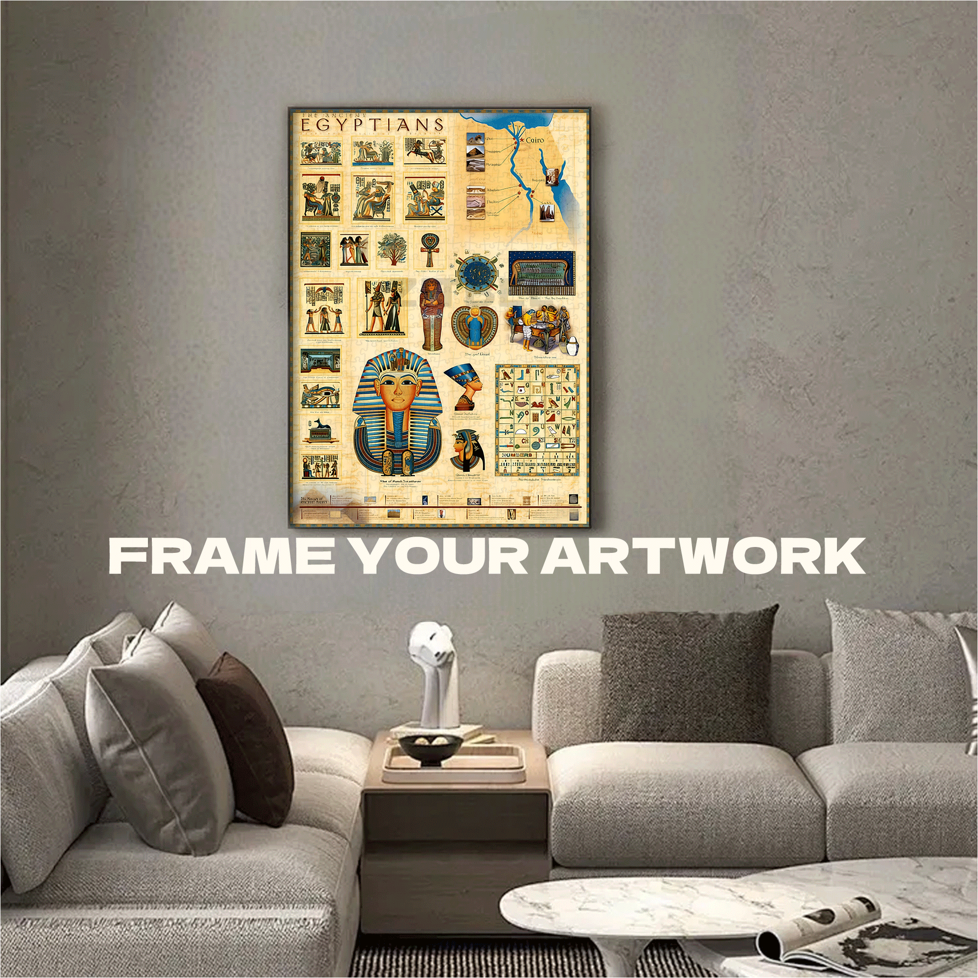 Ancient Egyptians 500pcs/1000pcs Jigsaw Puzzle, Scratch-Resistant, Interactive Family Game & Brain-Boosting DIY Decor, Perfect for Halloween, Christmas & New Year Gifts, Family Puzzle Game