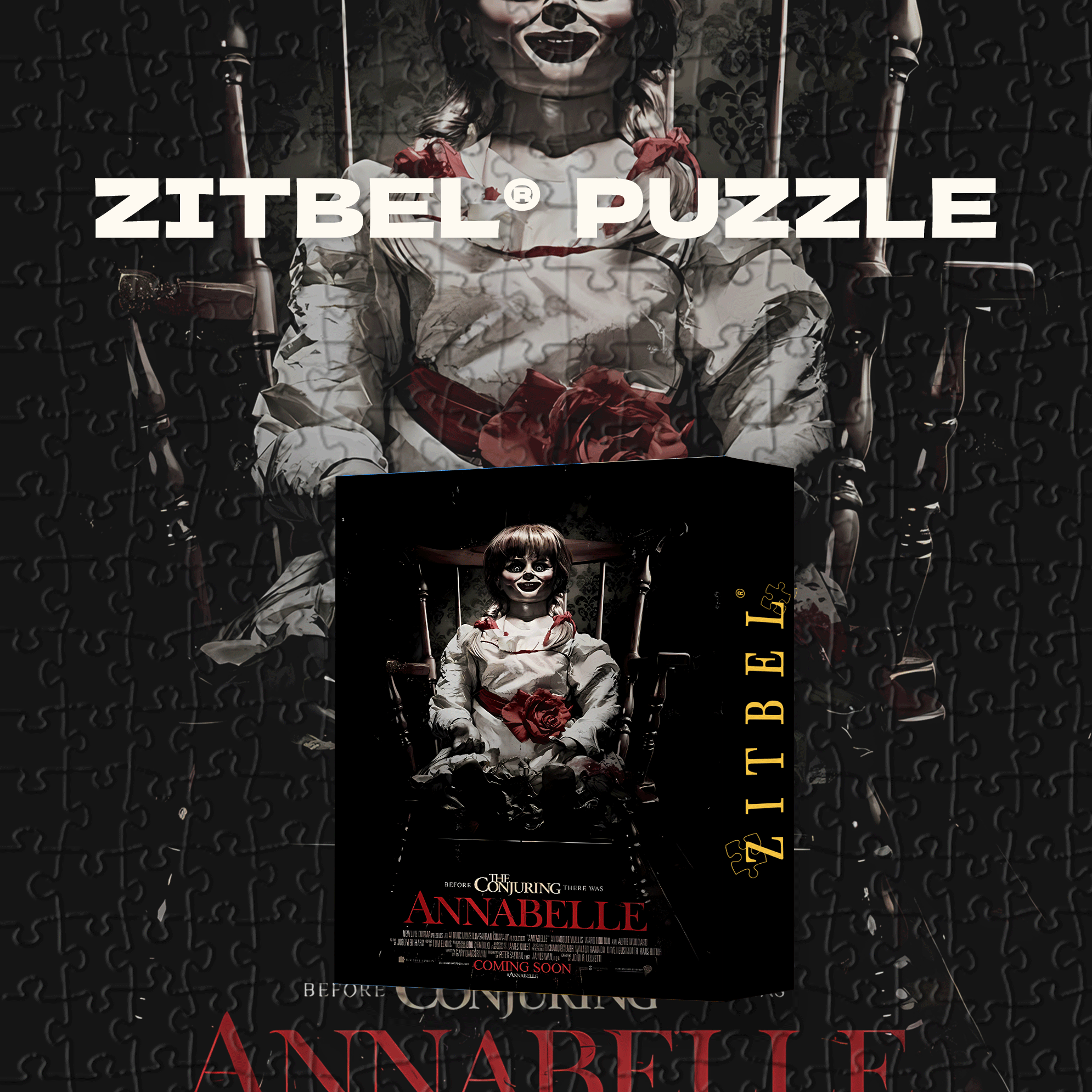 Annabelle 500pcs/1000pcs Jigsaw Puzzle, Scratch-Resistant, Interactive Family Game & Brain-Boosting DIY Decor, Perfect for Halloween, Christmas & New Year Gifts, Family Puzzle Game